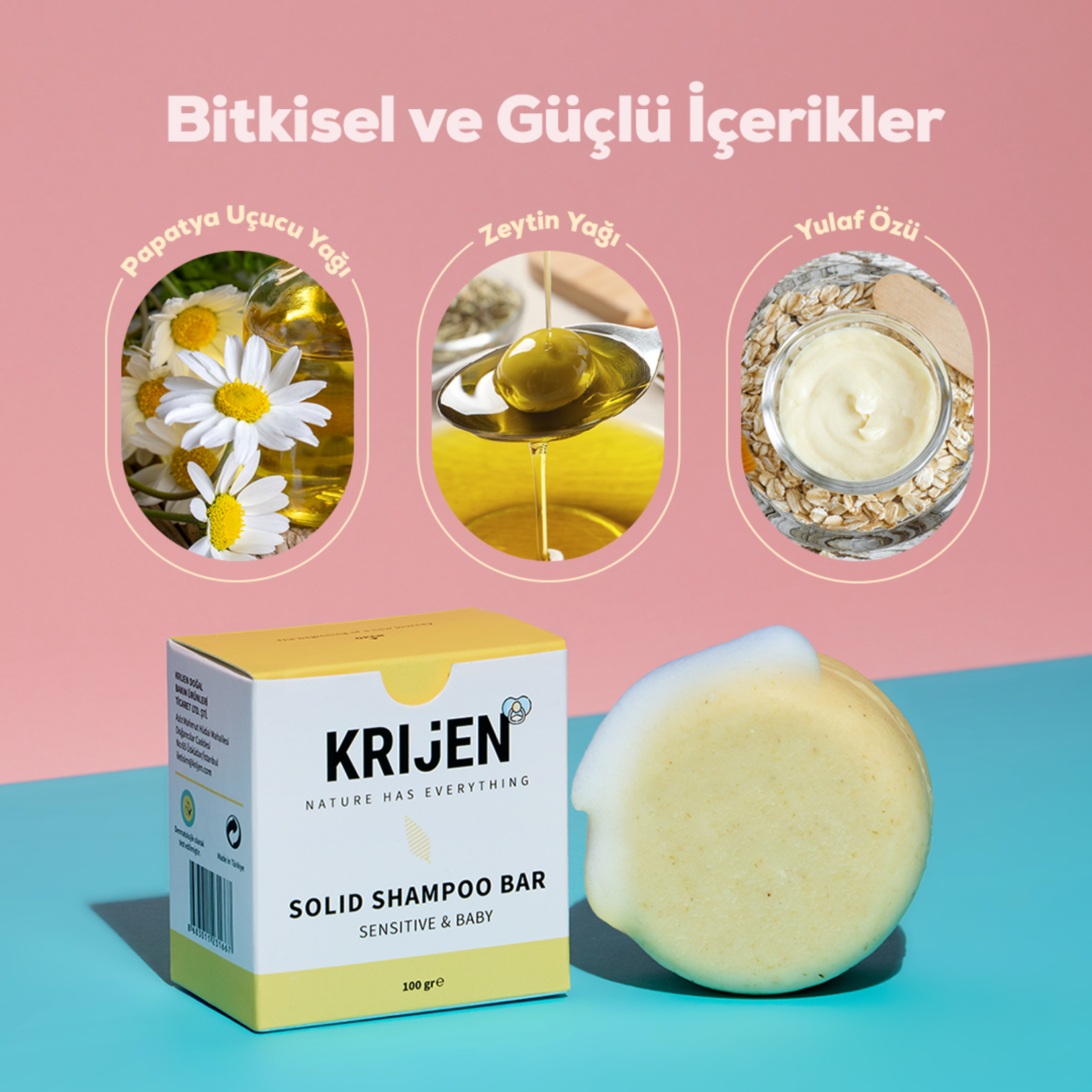 Krijen Hassas Cilt & Bebek Katı Şampuanı 100 G - Görsel 2