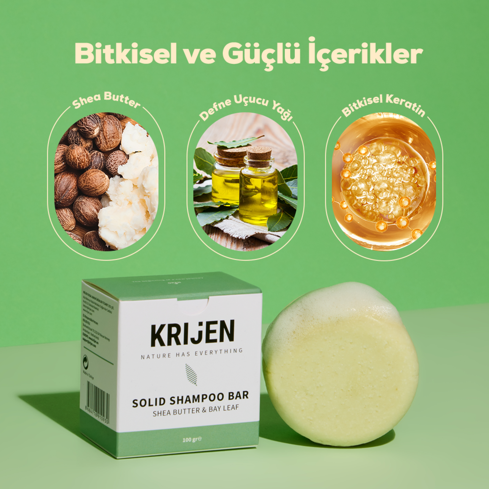 Krijen Shea Butter & Defne Katı Şampuan 100 G - Görsel 2