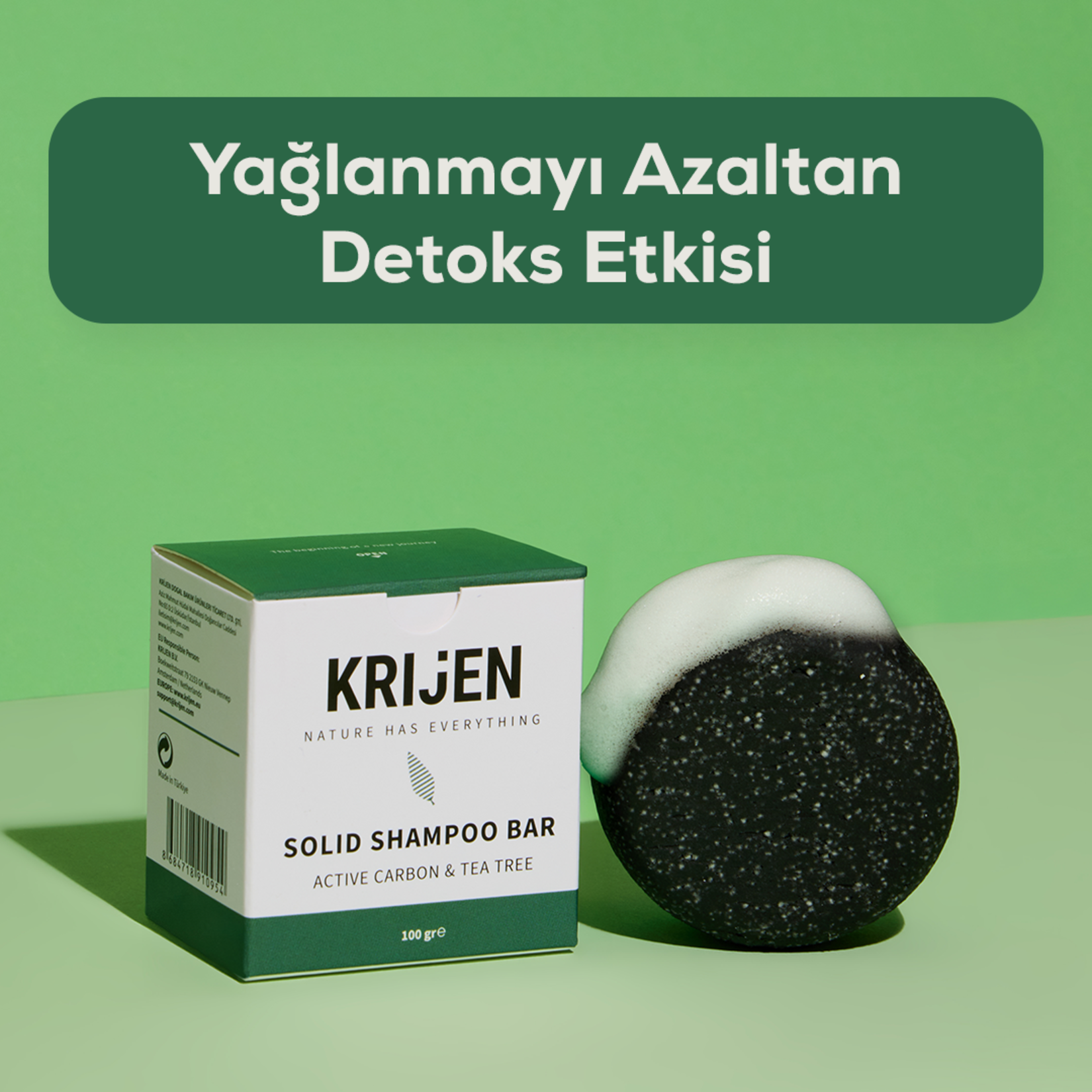 Krijen Aktif Karbon & Çay Ağacı Katı Şampuan 100 G - Görsel 5
