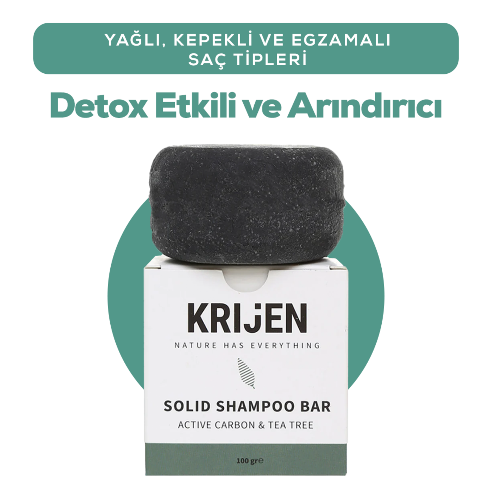 Krijen Aktif Karbon & Çay Ağacı Katı Şampuan 100 G - Görsel 6