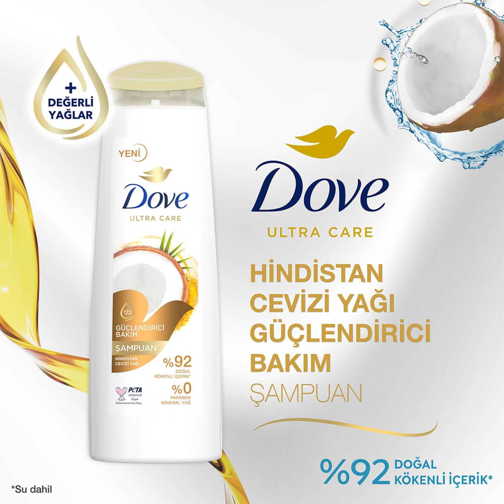 Dove Ultra Care Saç Bakım Şampuanı Güçlendirici Bakım Hindistan Cevizi Yağı 400 ml - Görsel 3