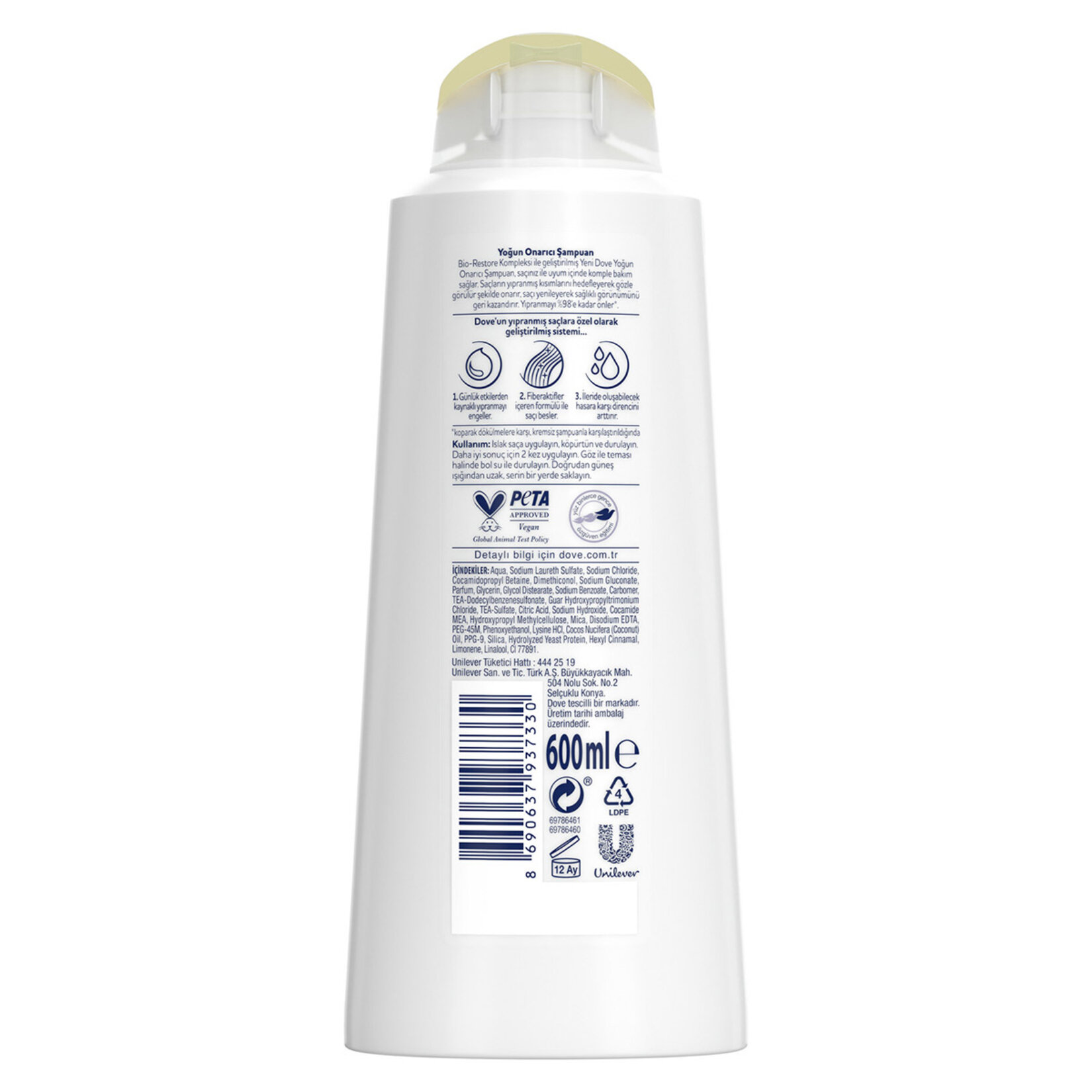 Dove Şampuan Yıpranmış Saçlar İçin Yoğun Onarıcı 600 ML - Görsel 3