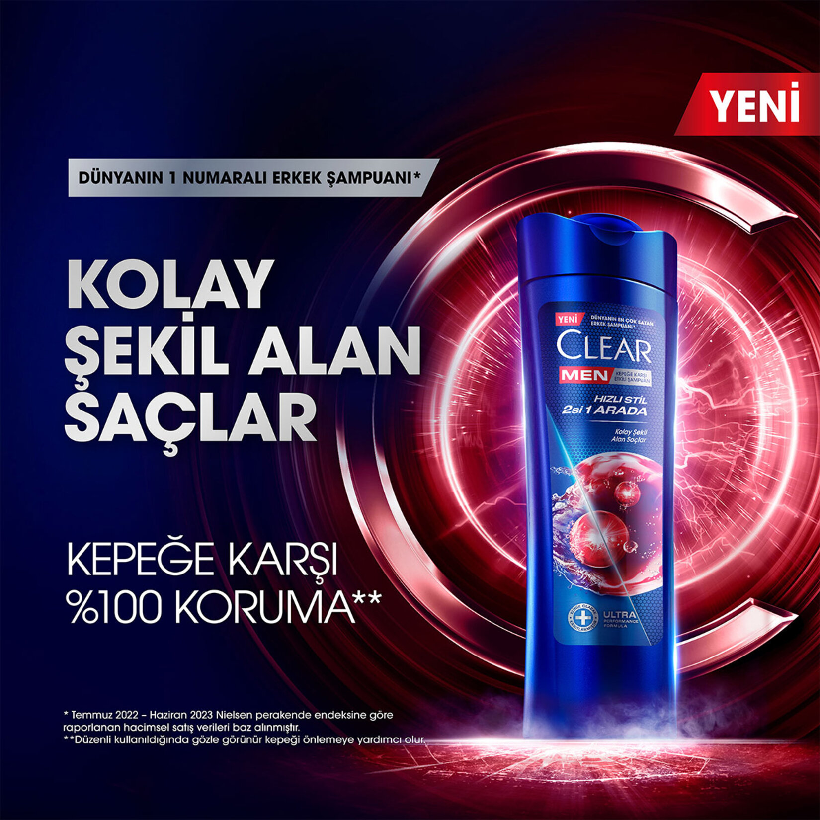 Clear Men Kepeğe Karşı Etkili Şampuan Hızlı Stil 2'si 1 Arada Kolay Şekil Alan Saçlar 350 ml - Görsel 3