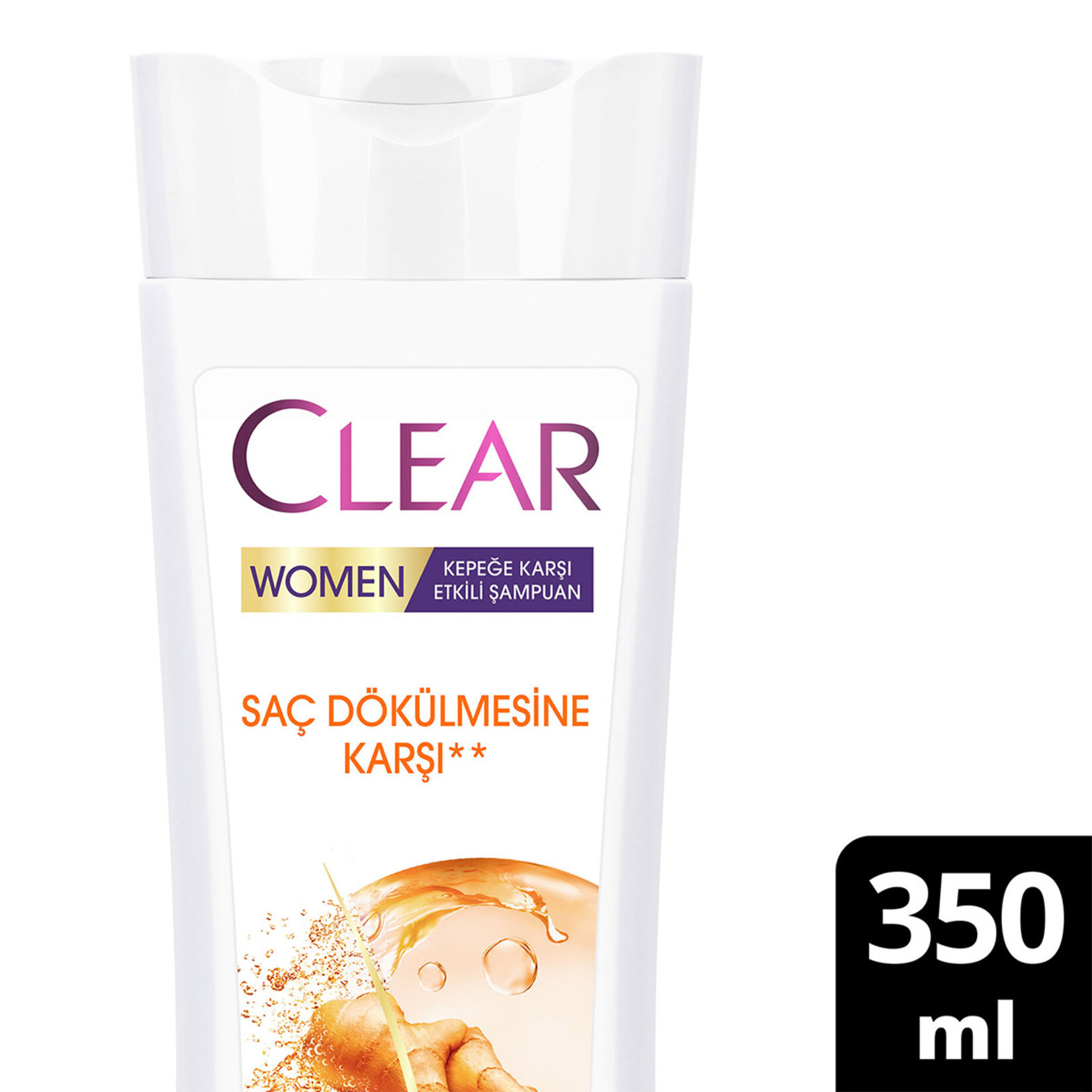 Clear Women Kepeğe Karşı Etkili Şampuan Saç Dökülmesine Karşı Zencefil Özü 350 ml - Görsel 2