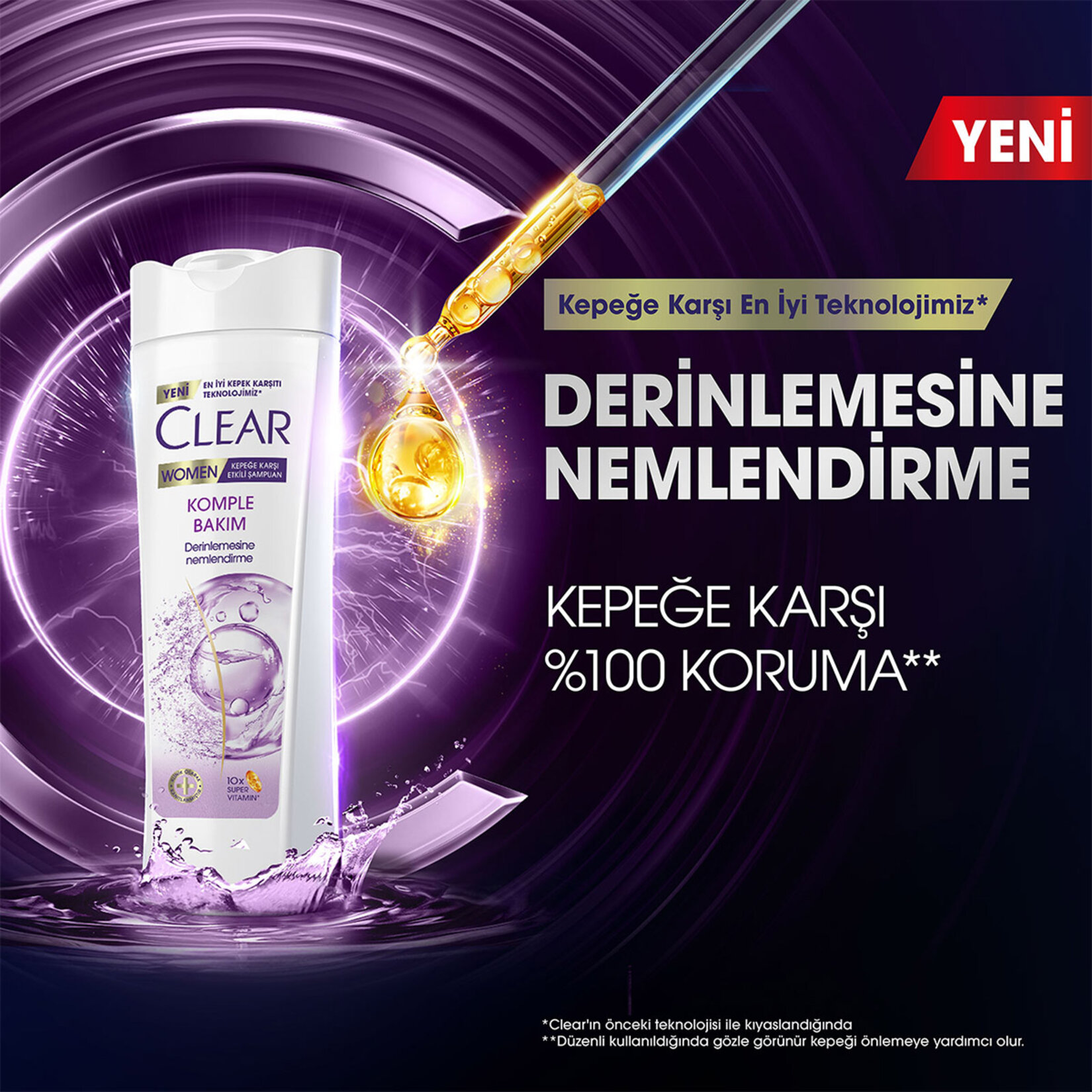 Clear Women Kepeğe Karşı Etkili Şampuan Komple Bakım Vitamin Kompleksi 350 ml - Görsel 3
