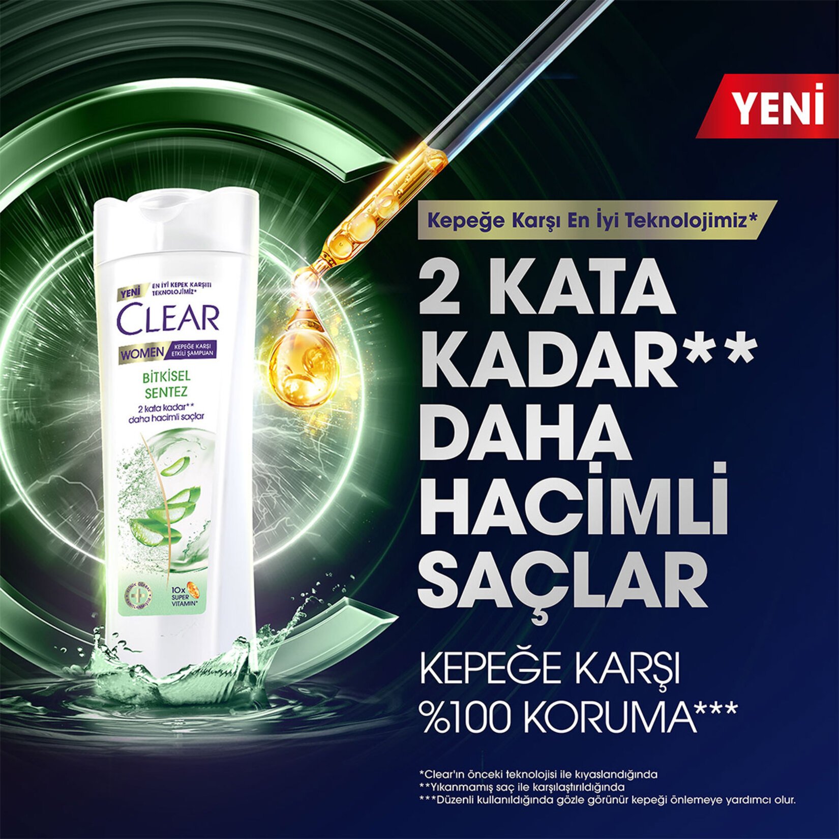 Clear Women Kepeğe Karşı Etkili Şampuan Bitkisel Sentez Aloe Vera & Çay Ağacı Yağı 350 ml - Görsel 3