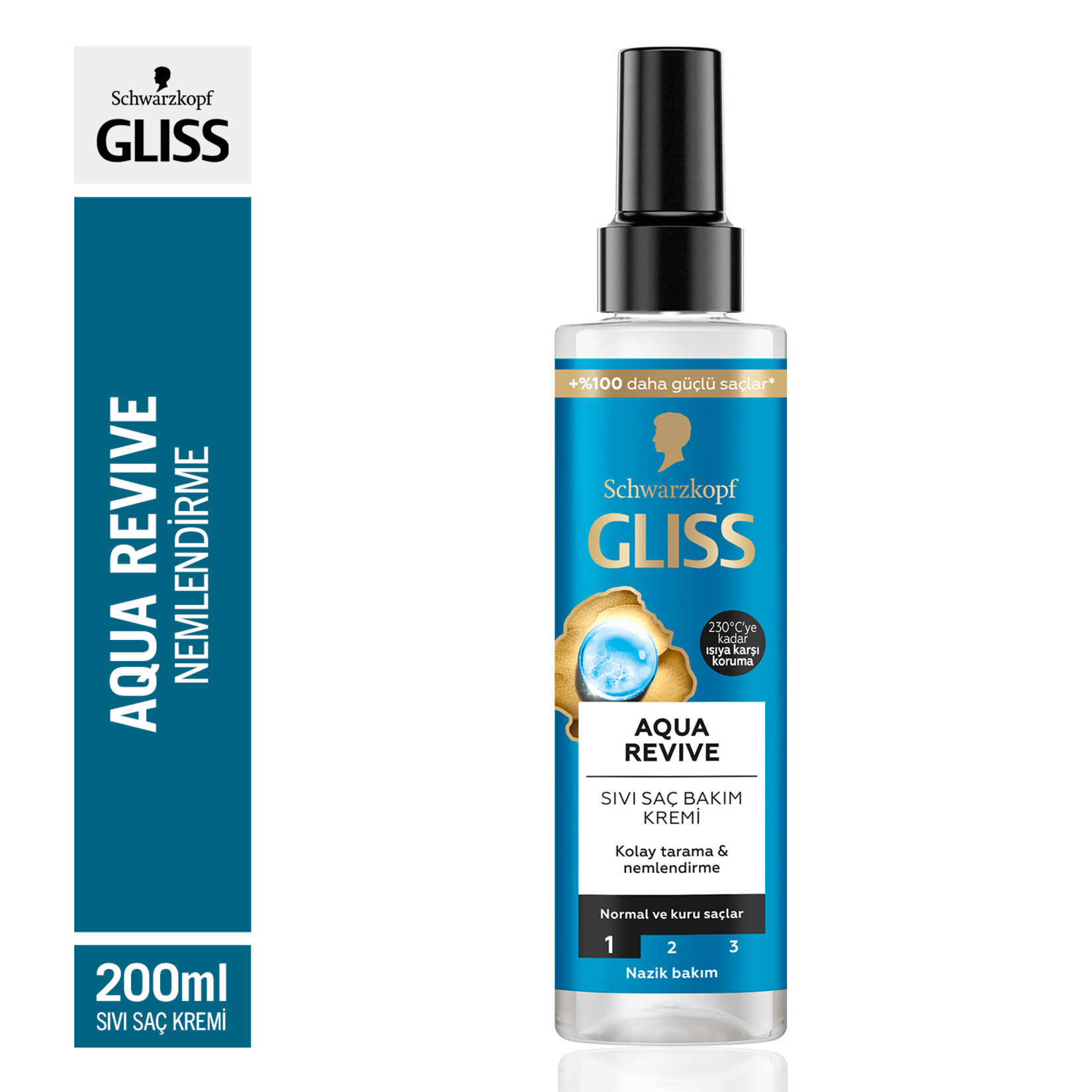 Gliss Aqua Revive Nemlendirici Sıvı Saç Bakım Kremi - Hyaluron ve Deniz Yosunu Özü ile 200 ml  - Görsel 3