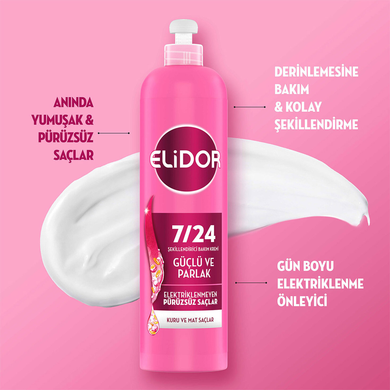 Elidor 7/24 Elektriklenme Önyelici Kuru Mat Saçlar 240 Ml - Görsel 3