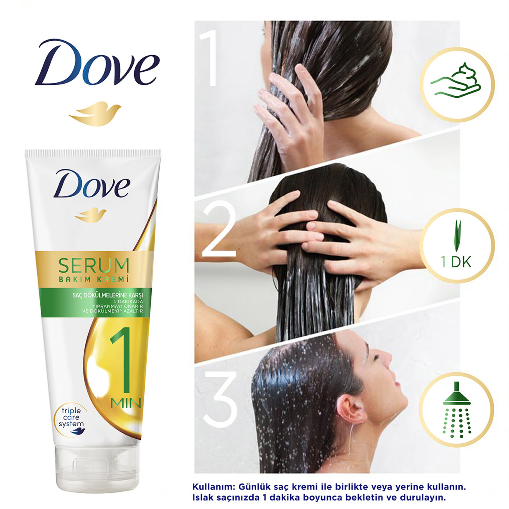 Dove Serum Saç Bakım Kremi Saç Dökülmelerine Karşı 170 ml - Görsel 5