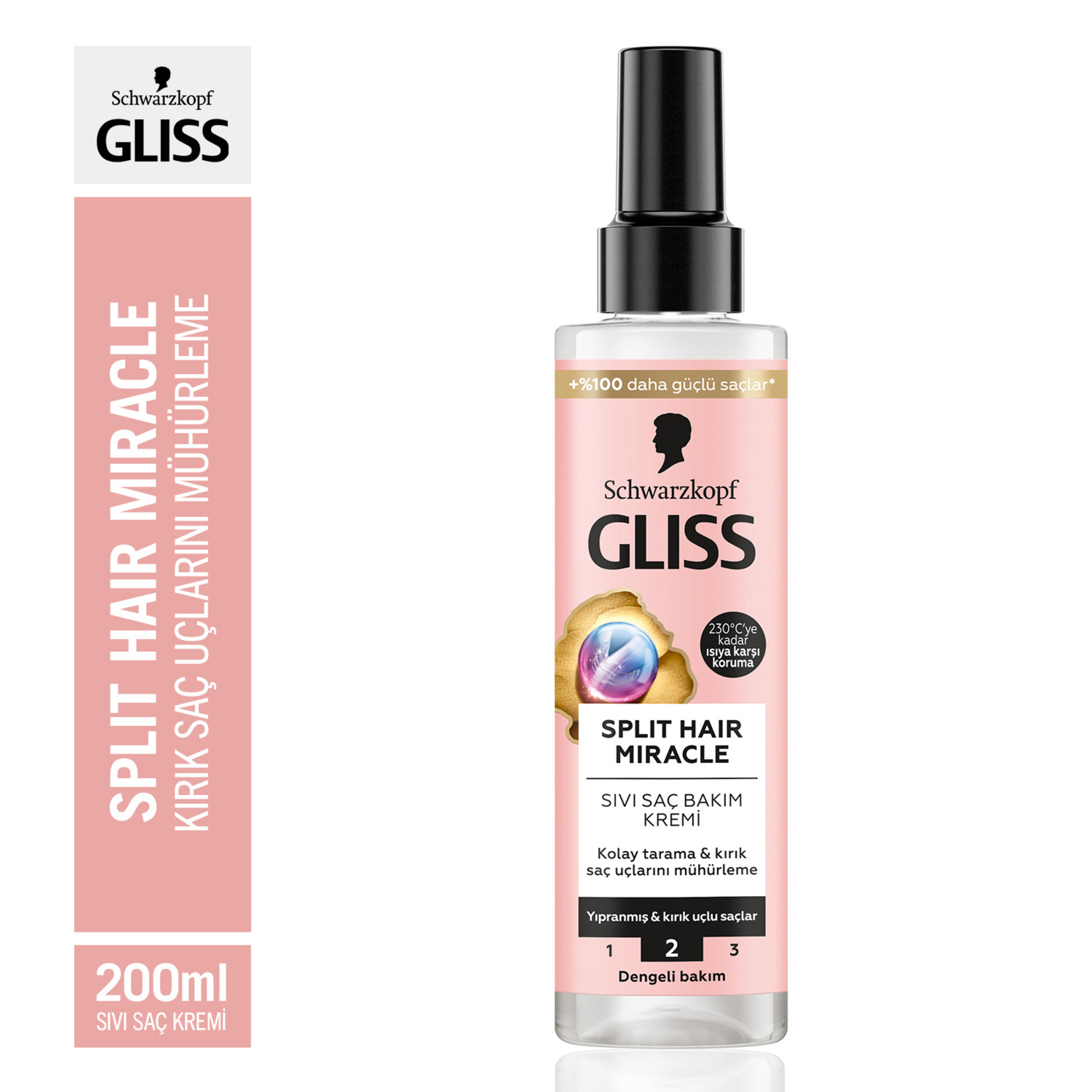 Gliss Split Hair Miracle Kırık Uçları Mühürleyen Sıvı Saç Bakım Kremi - İyonik Kompleks ve Üzüm Çekirdeği Yağı ile 200 Ml - Görsel 2