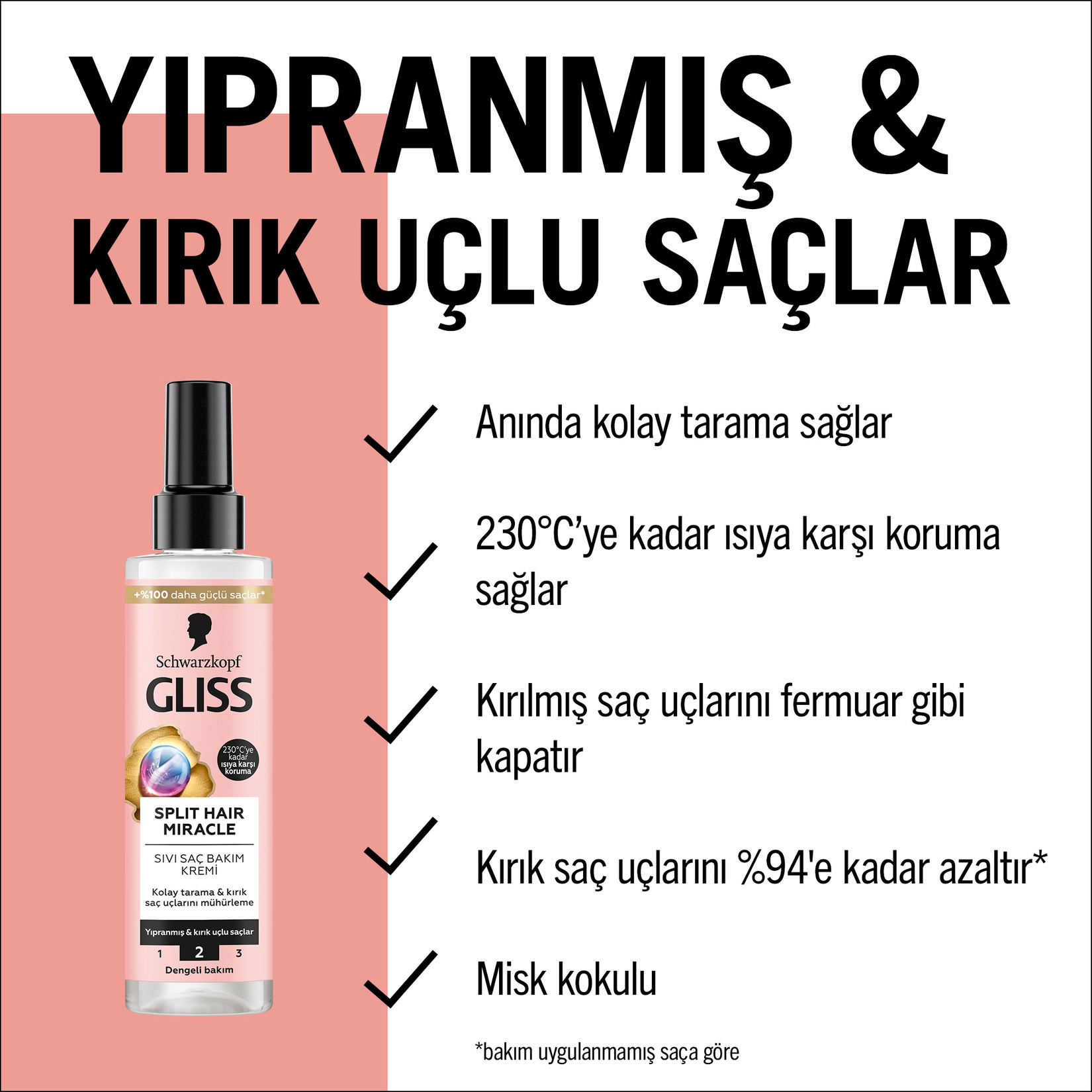 Gliss Split Hair Miracle Kırık Uçları Mühürleyen Sıvı Saç Bakım Kremi - İyonik Kompleks ve Üzüm Çekirdeği Yağı ile 200 Ml - Görsel 3