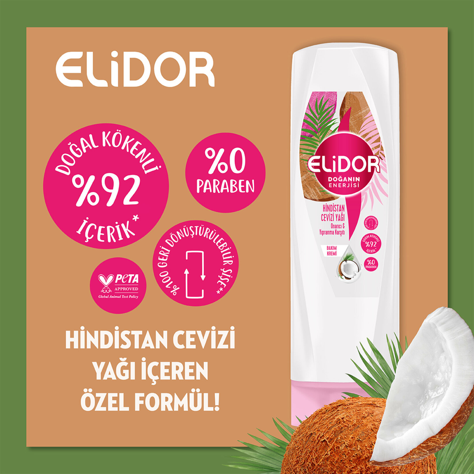 Elidor Saç Bakım Kremi Hindistan Cevizi Yağı 350 ml - Görsel 4