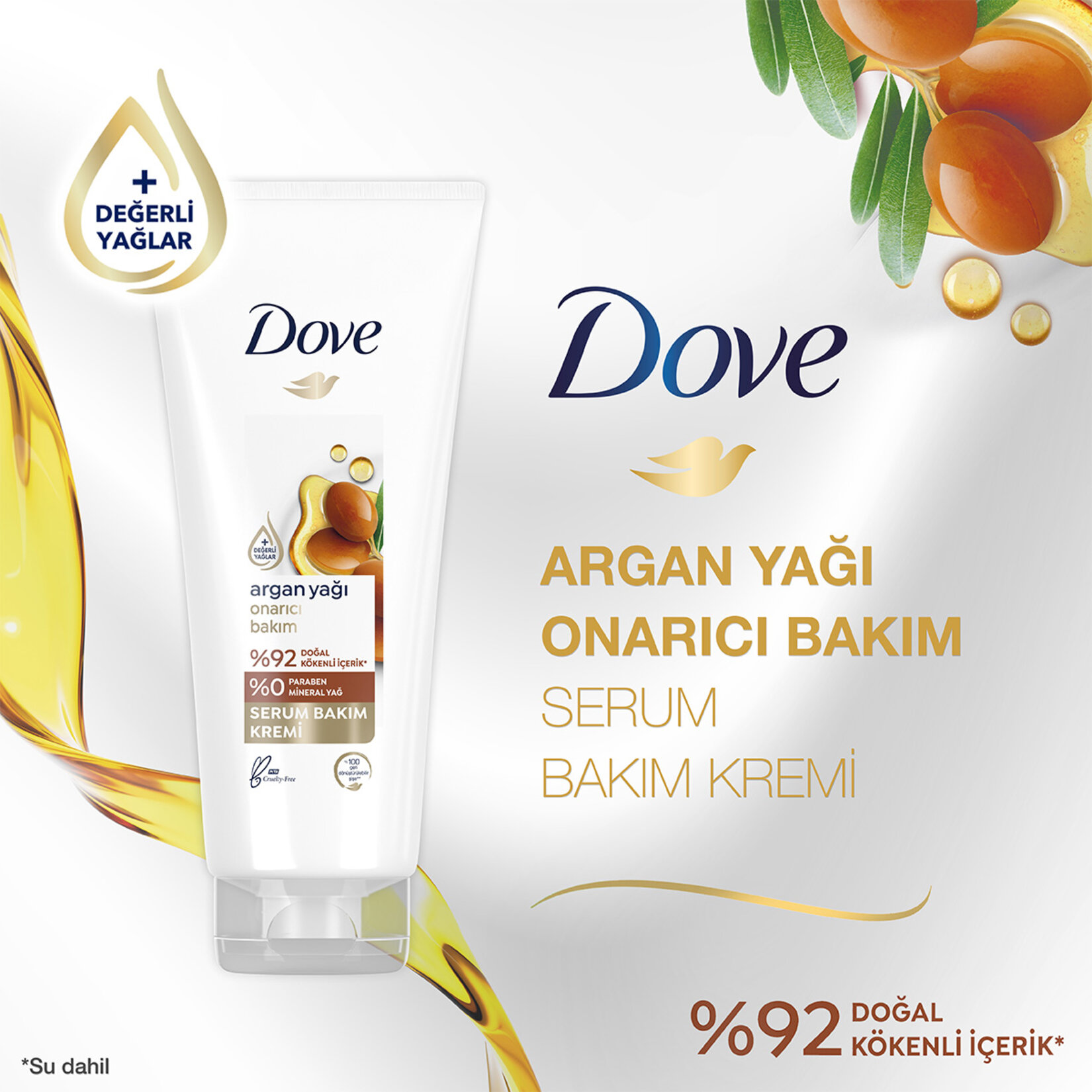Dove Serum Saç Bakım Kremi Argan Yağı Onarıcı Bakım 170 ml - Görsel 3
