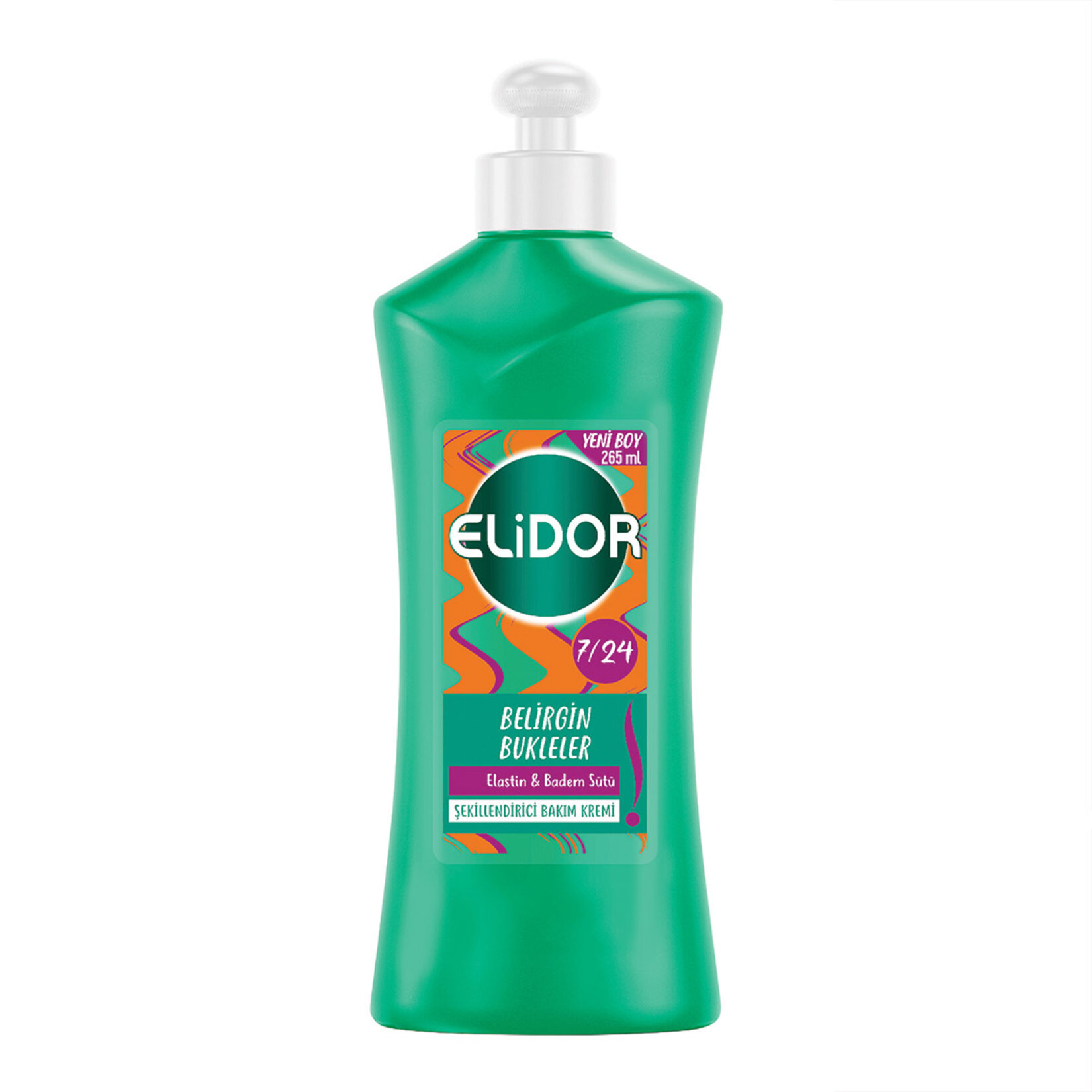 Elidor 7/24 Şekillendirici Saç Bakım Kremi Belirgin Bukleler Elastin & Badem Sütü 265 ml - Görsel 1