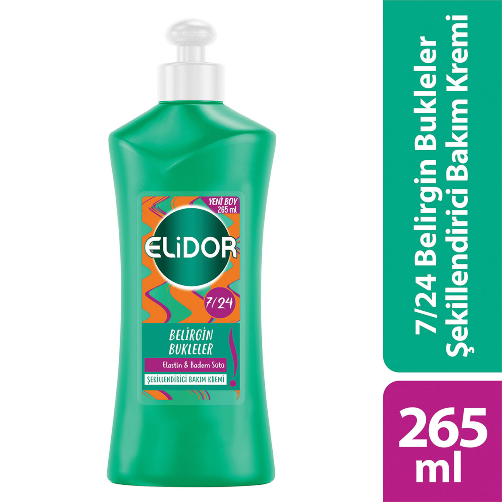 Elidor 7/24 Şekillendirici Saç Bakım Kremi Belirgin Bukleler Elastin & Badem Sütü 265 ml - Görsel 2