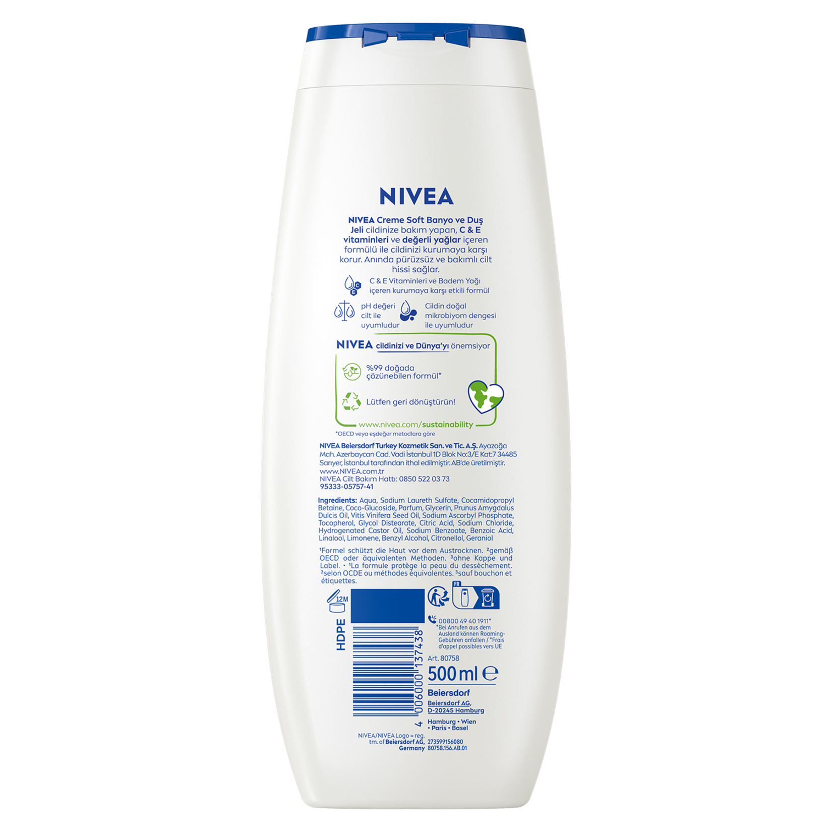NIVEA Creme Soft Kremsi Dokunuş Banyo ve Duş Jeli 500 Ml - Görsel 2