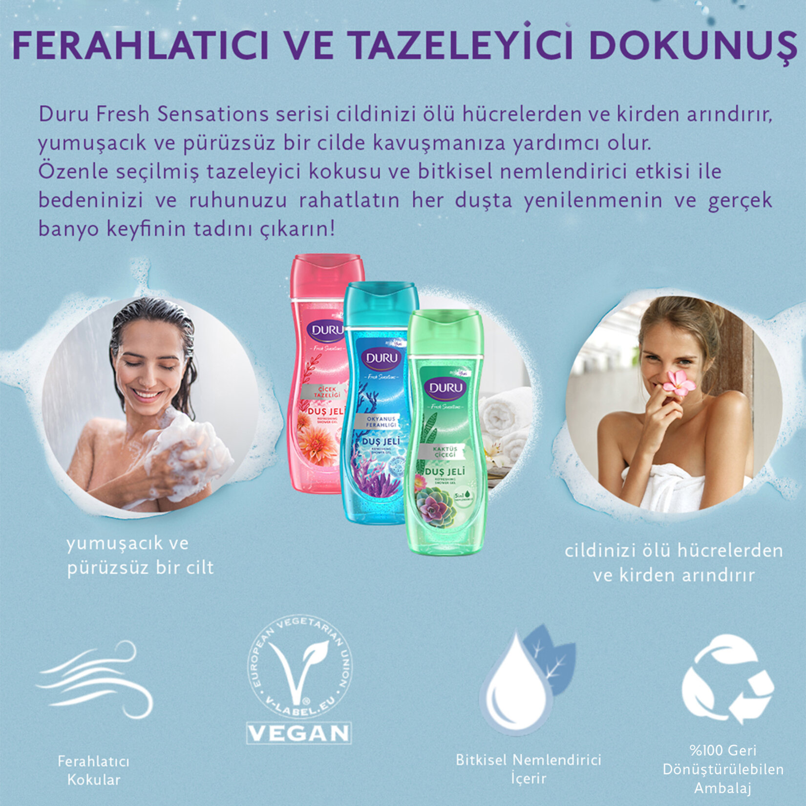 Duru Fresh Sensations Kaktüs Çiçeği Duş Jeli 450 Ml - Görsel 2
