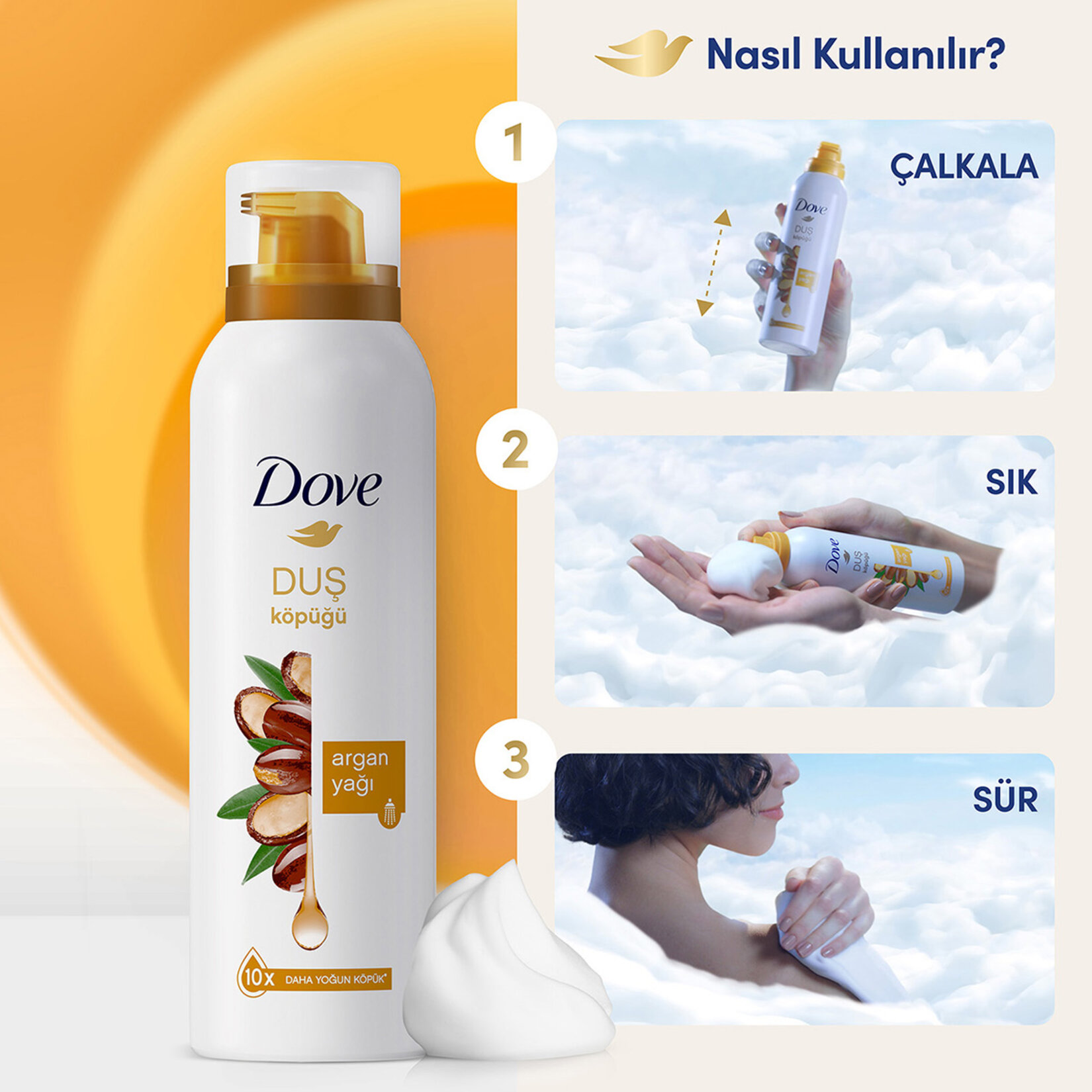 Dove Köpük Duş Jeli Argan Yağı 10 Kat Daha Yoğun Köpüğe Sahip Kremsi Formül 200 Ml - Görsel 5