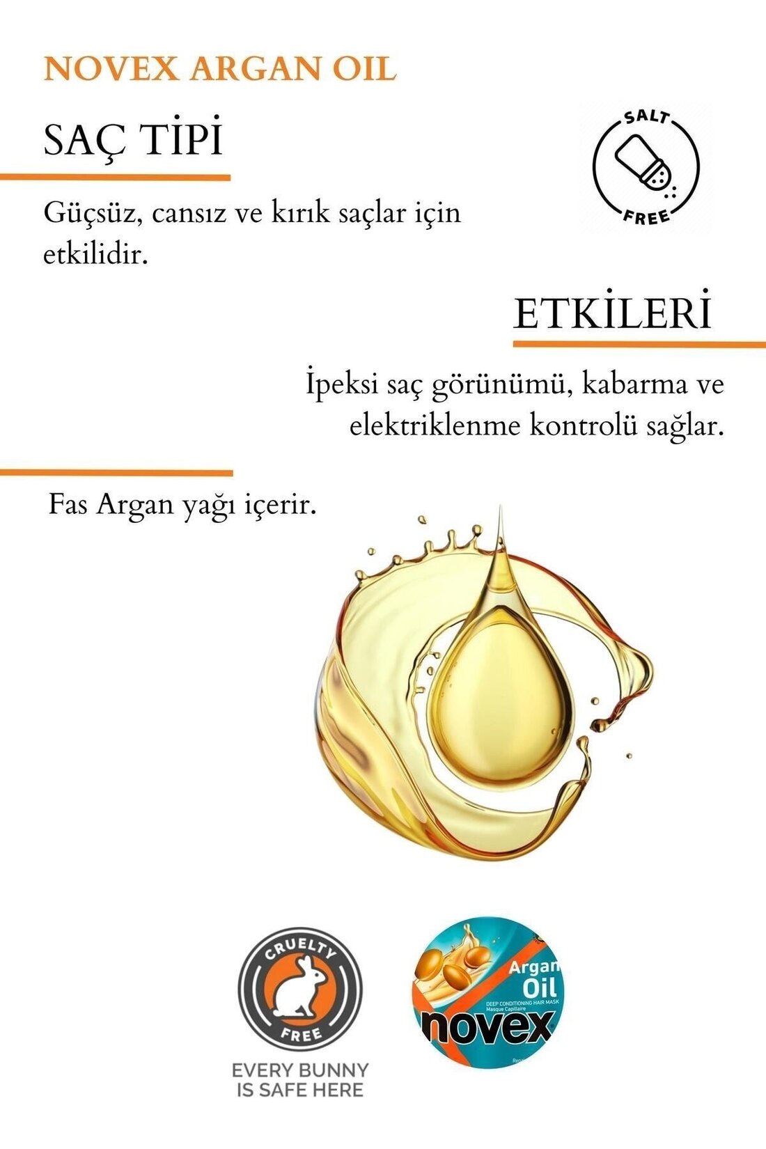 Novex Argan Yağı İçeren Saç Maskesi 400 G - Görsel 2