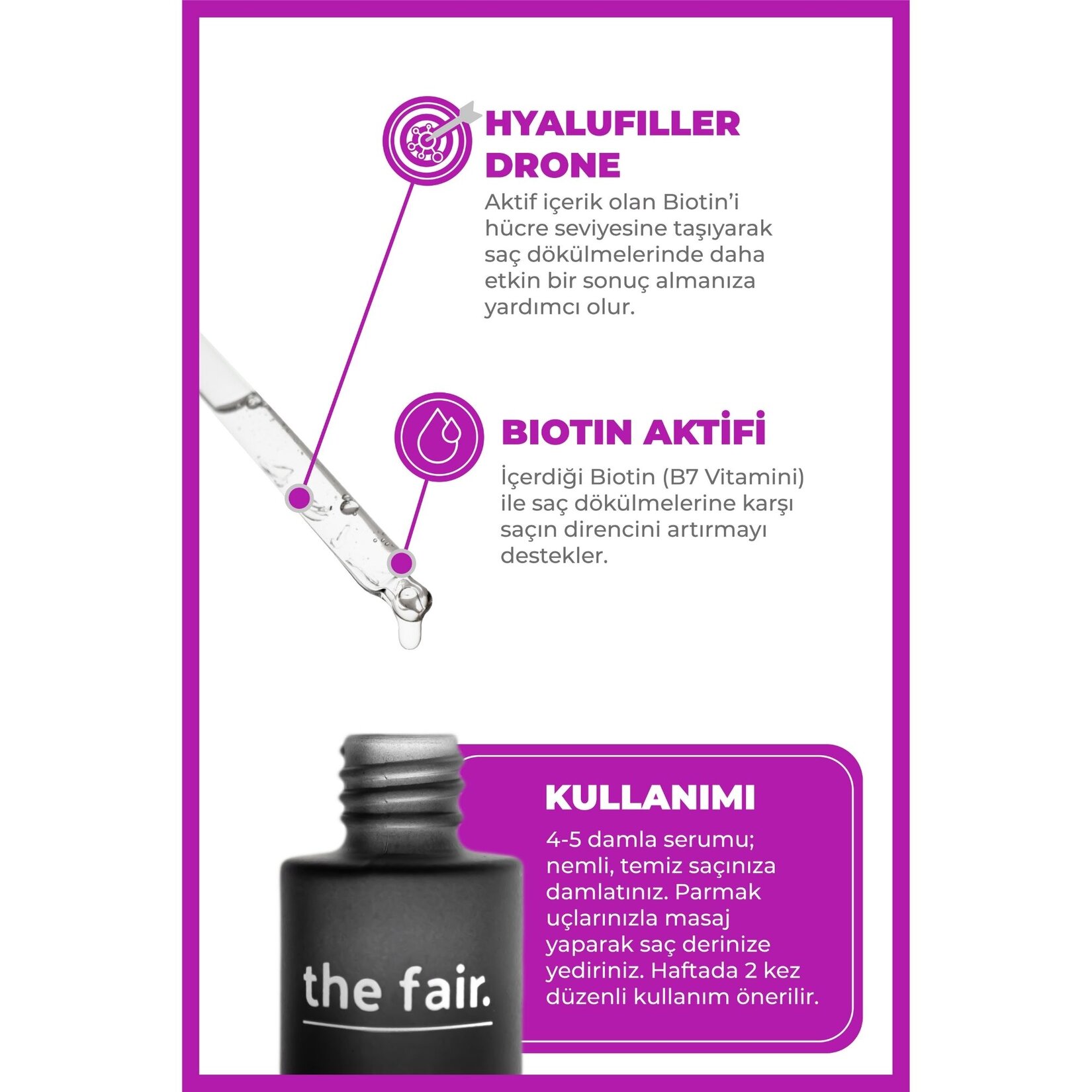 the fair.  Drone Targeted Dökülme Karşıtı Vegan Biotin Serum 50ML - Görsel 3