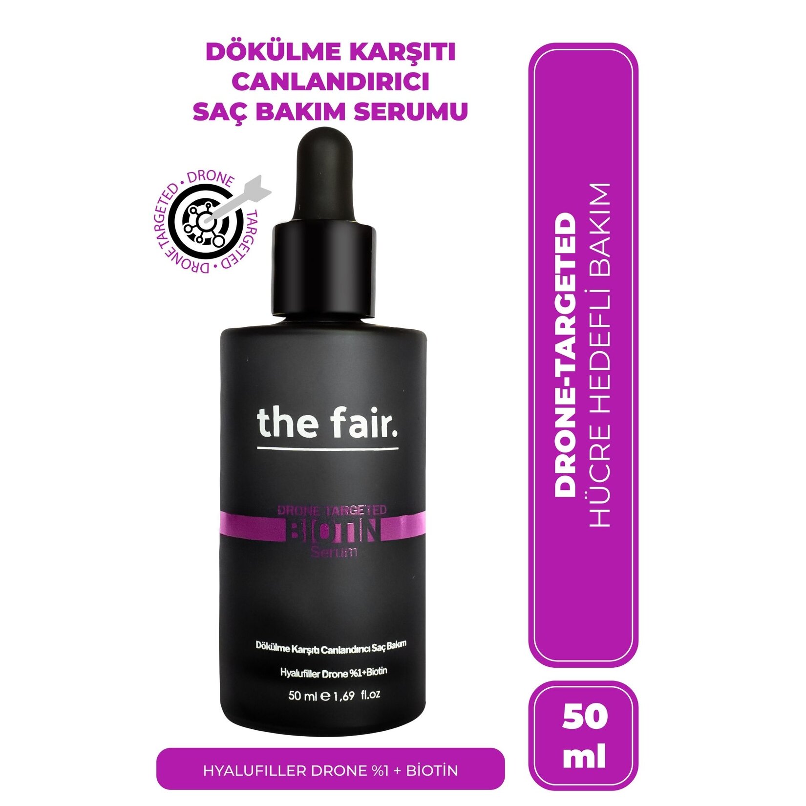 the fair.  Drone Targeted Dökülme Karşıtı Vegan Biotin Serum 50ML - Görsel 2