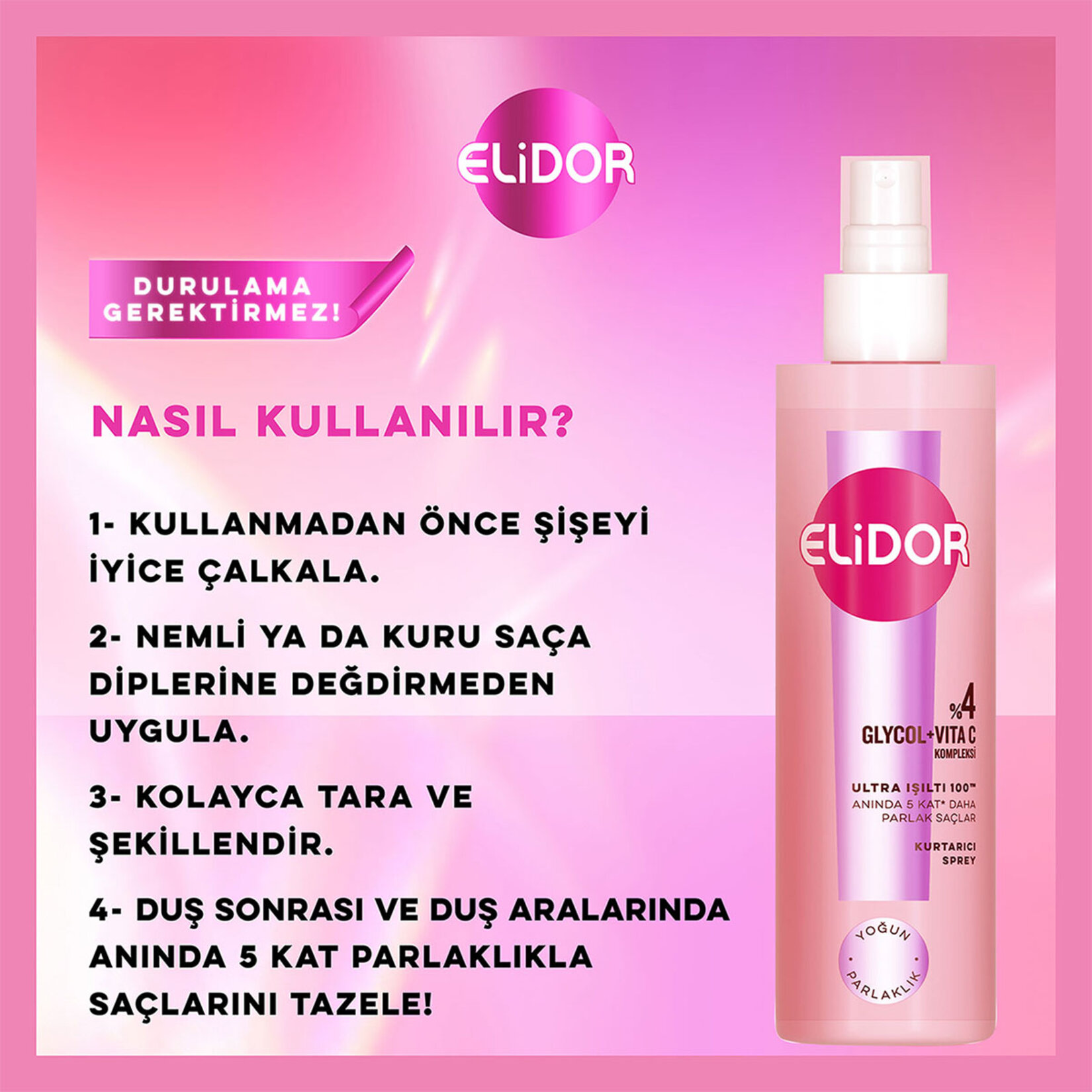 Elidor Ultra Işıltı 100 Kurtarıcı Sprey 200 Ml - Görsel 5