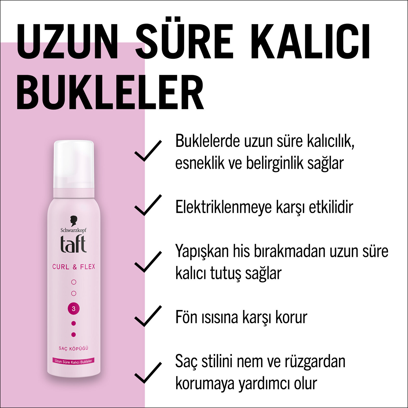 Taft Saç Köpüğü Curl & Flex  150 Ml - Görsel 3
