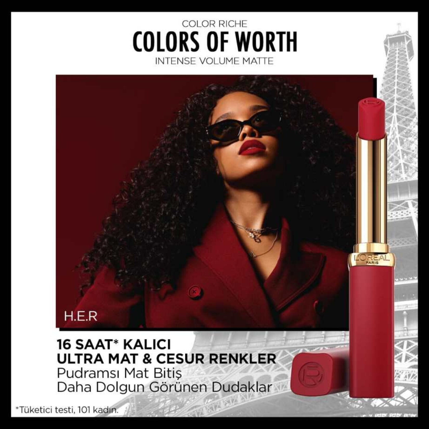 L'Oréal Paris Color Riche Colors of Worth Intense Volume Matte Ruj - 300 Rouge Confident - Görsel 2