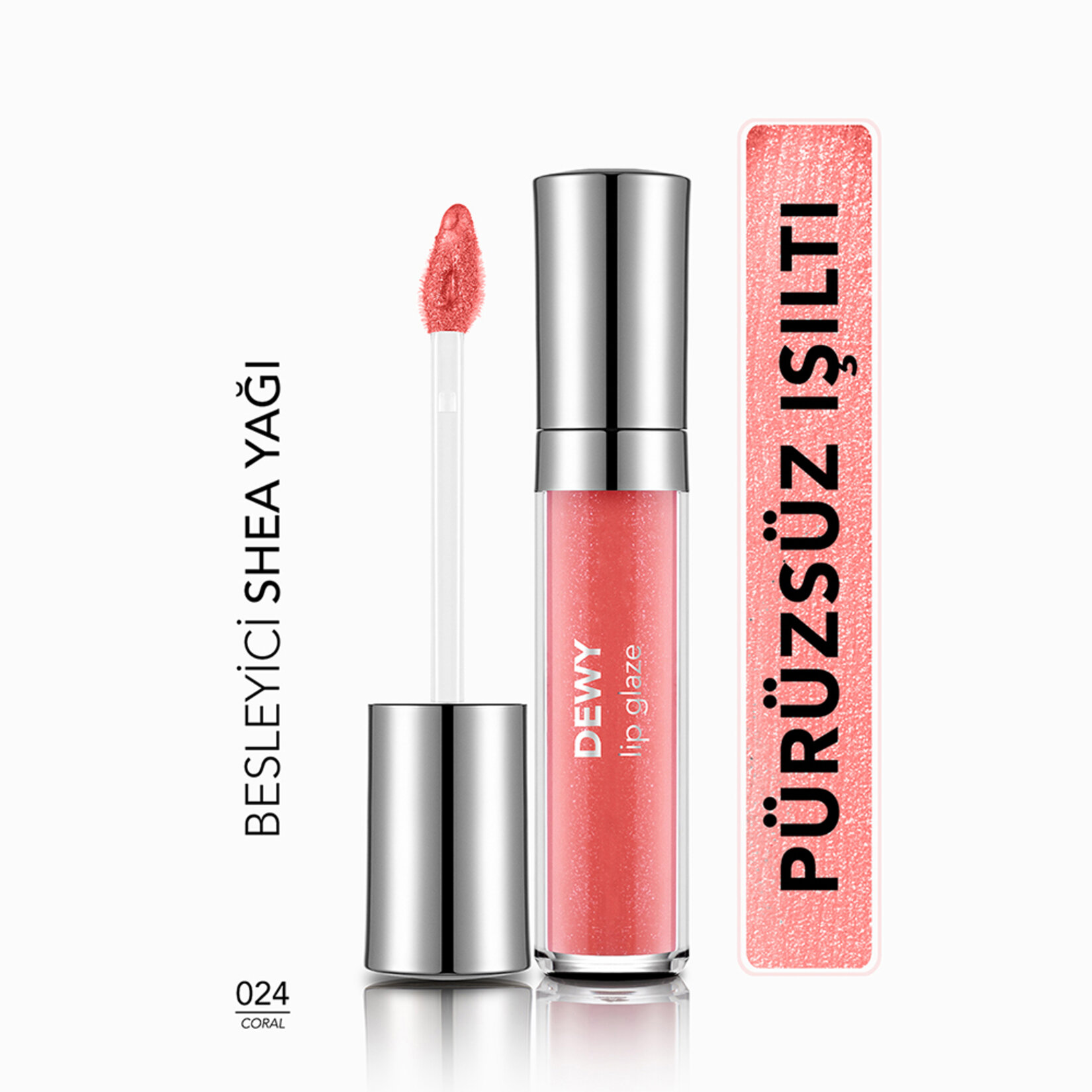Flormar Dewy Lip Glaze Yoğun Nem Veren Dudak Parlatıcısı - 024 Coral - Görsel 2
