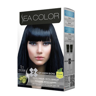 Sea Color Saç Boyası Seti 1.1 Mavi Siyah 185 Ml