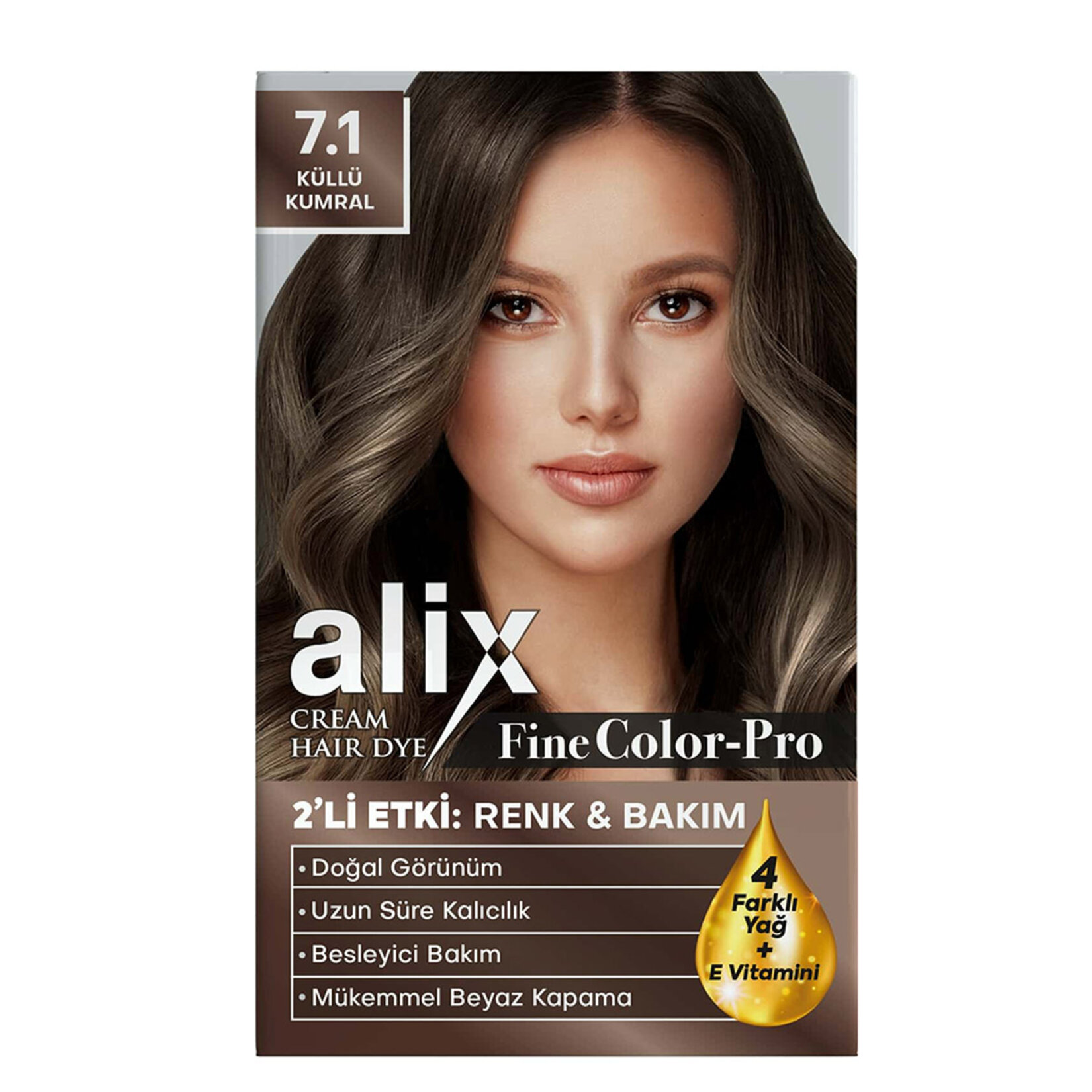 Alix Saç Boyası Kiti 7.1 Küllü Kumral 135 Ml