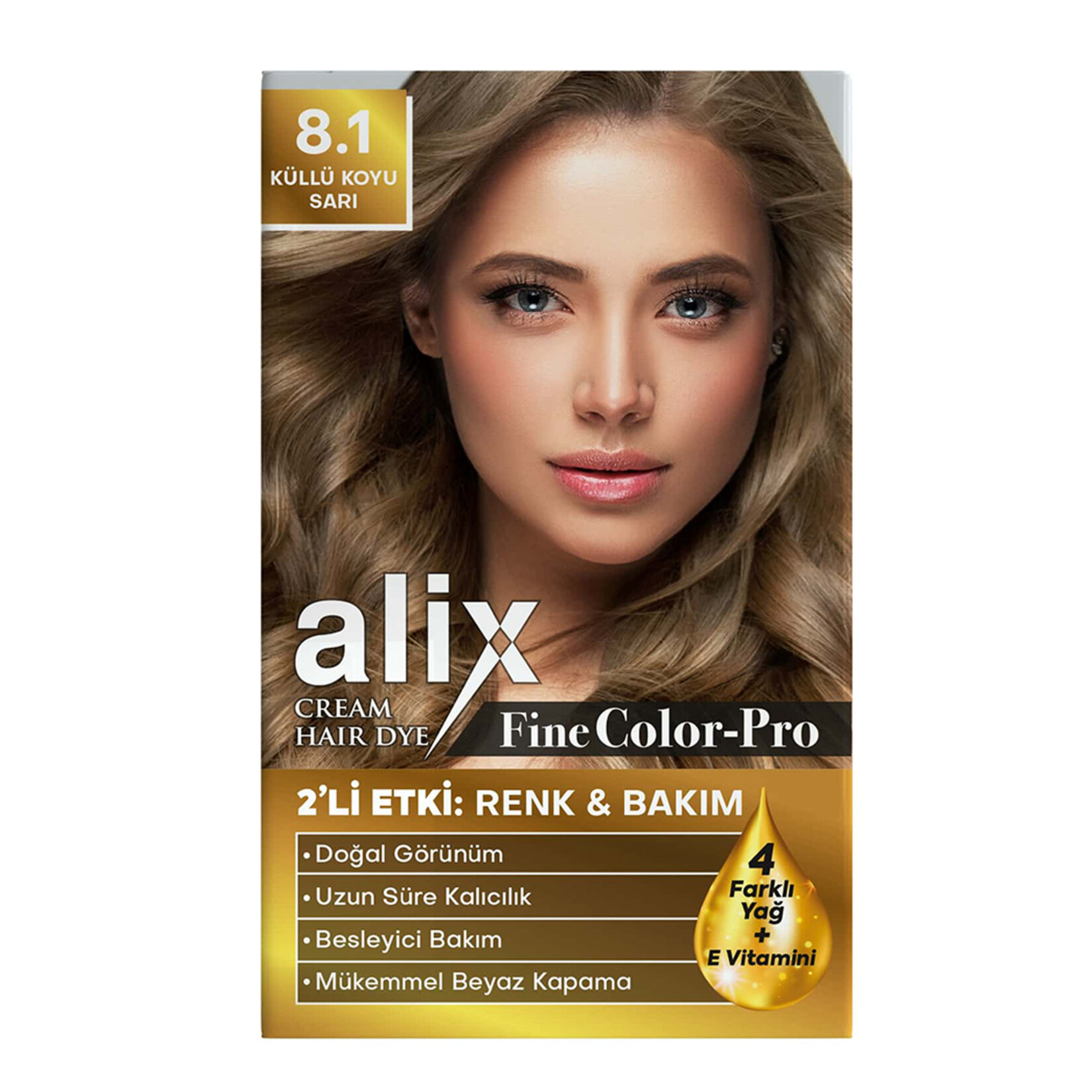 Alix Saç Boyası Kiti 8.1 Küllü Koyu Sarı