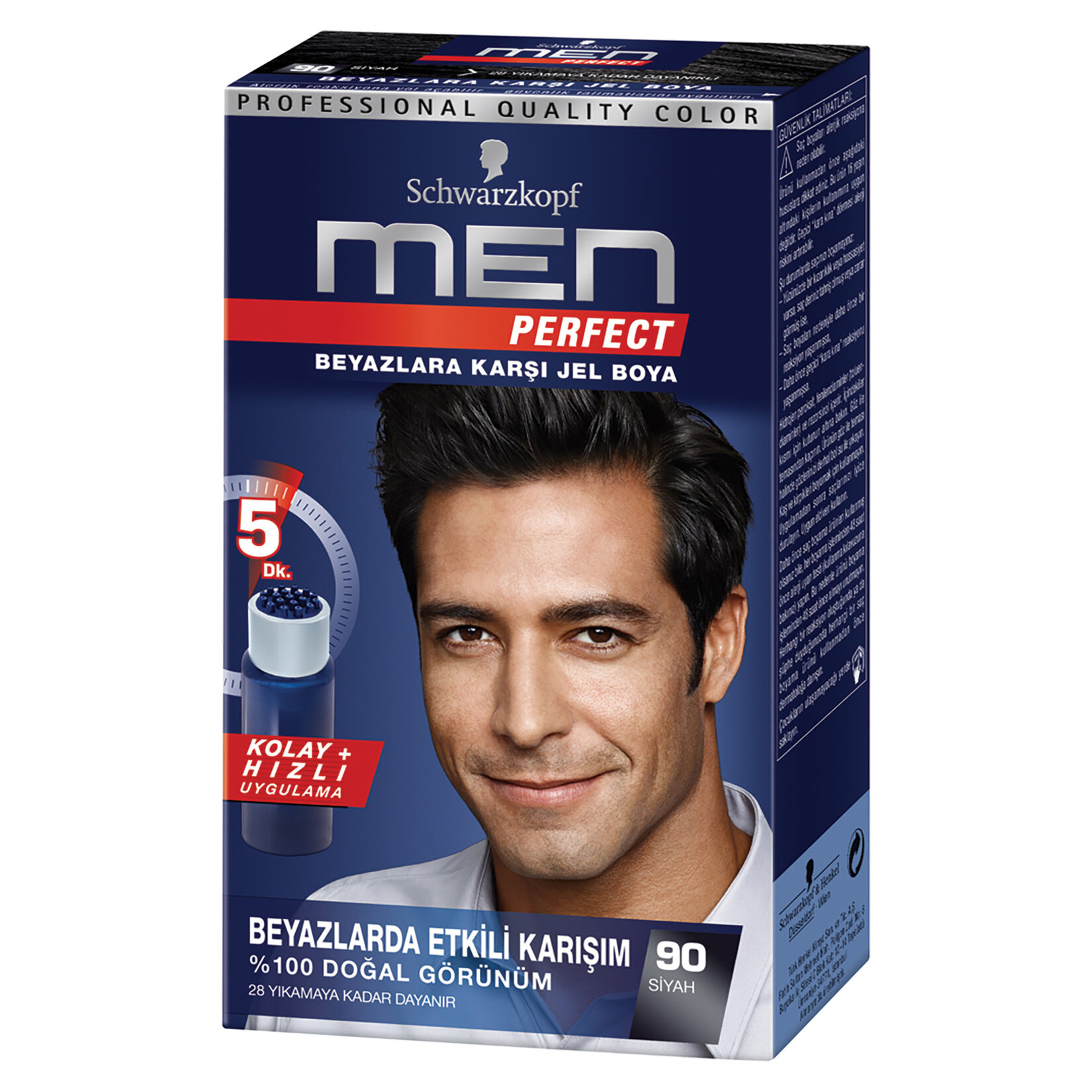 Men Perfect 90 Siyah Erkek Saç Boyası 80 Ml - Görsel 1