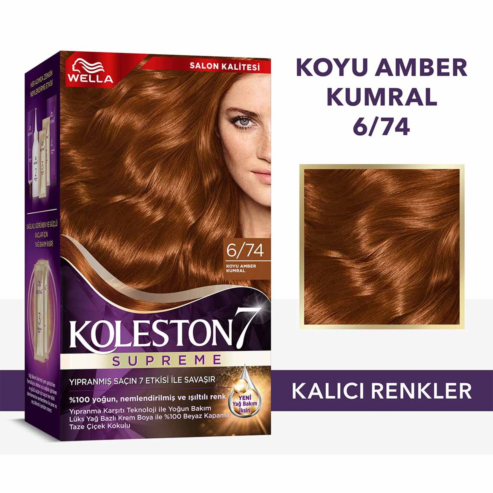 Koleston Supreme Saç Boyası 6/74 Koyu Amber Kumral 135 Ml - Görsel 2