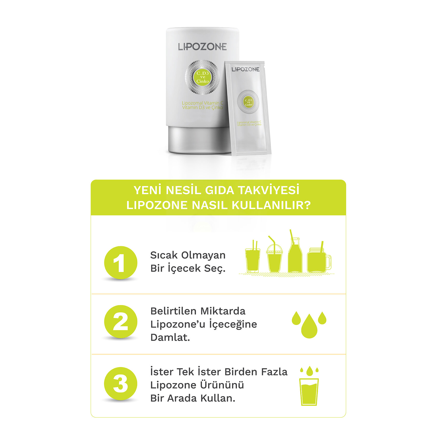 Lipozone Vitamin C+ Vitamin D3 + Çinko 10 Şase - Görsel 5