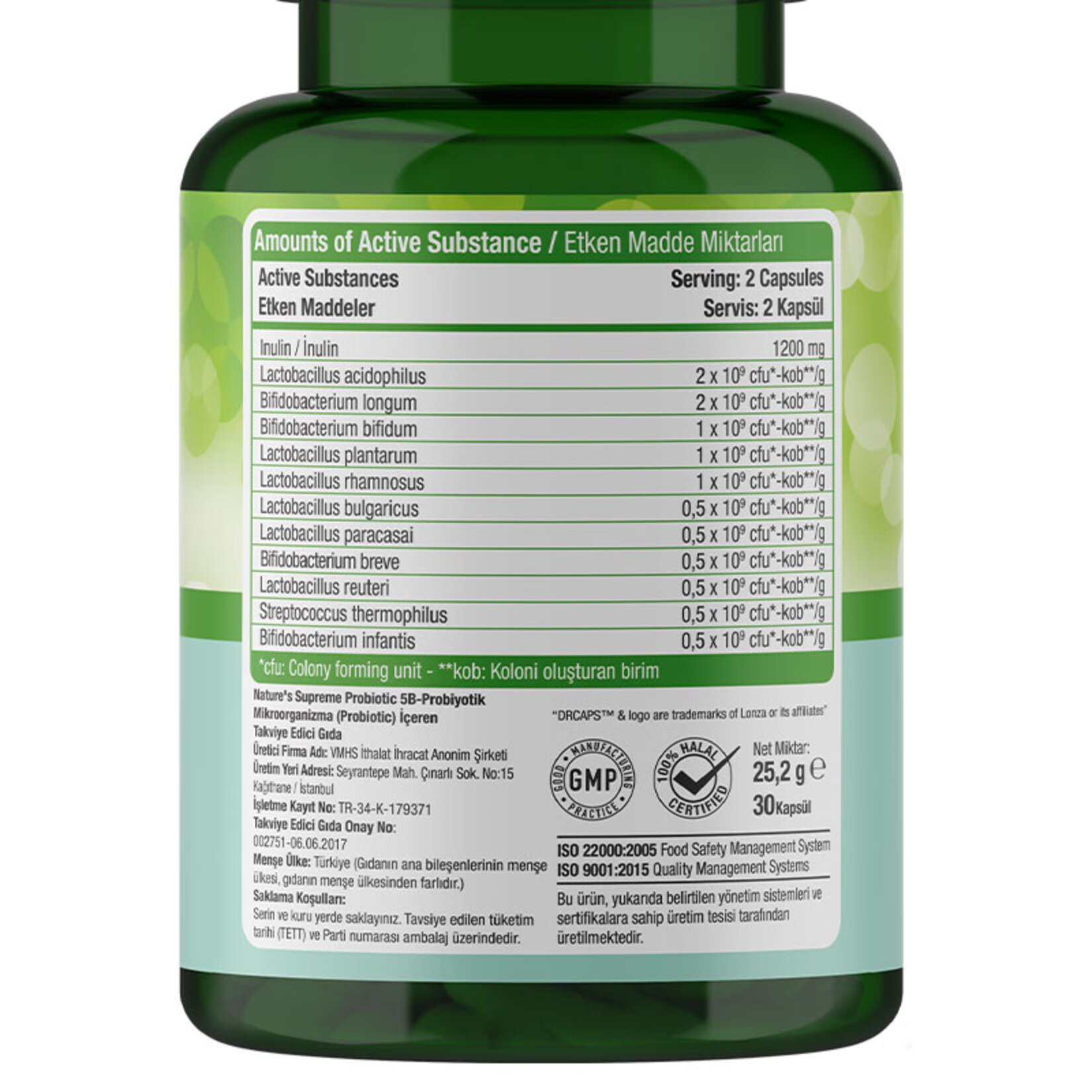 Nature's Supreme Probiotic 5B 30 Kapsül - Görsel 2