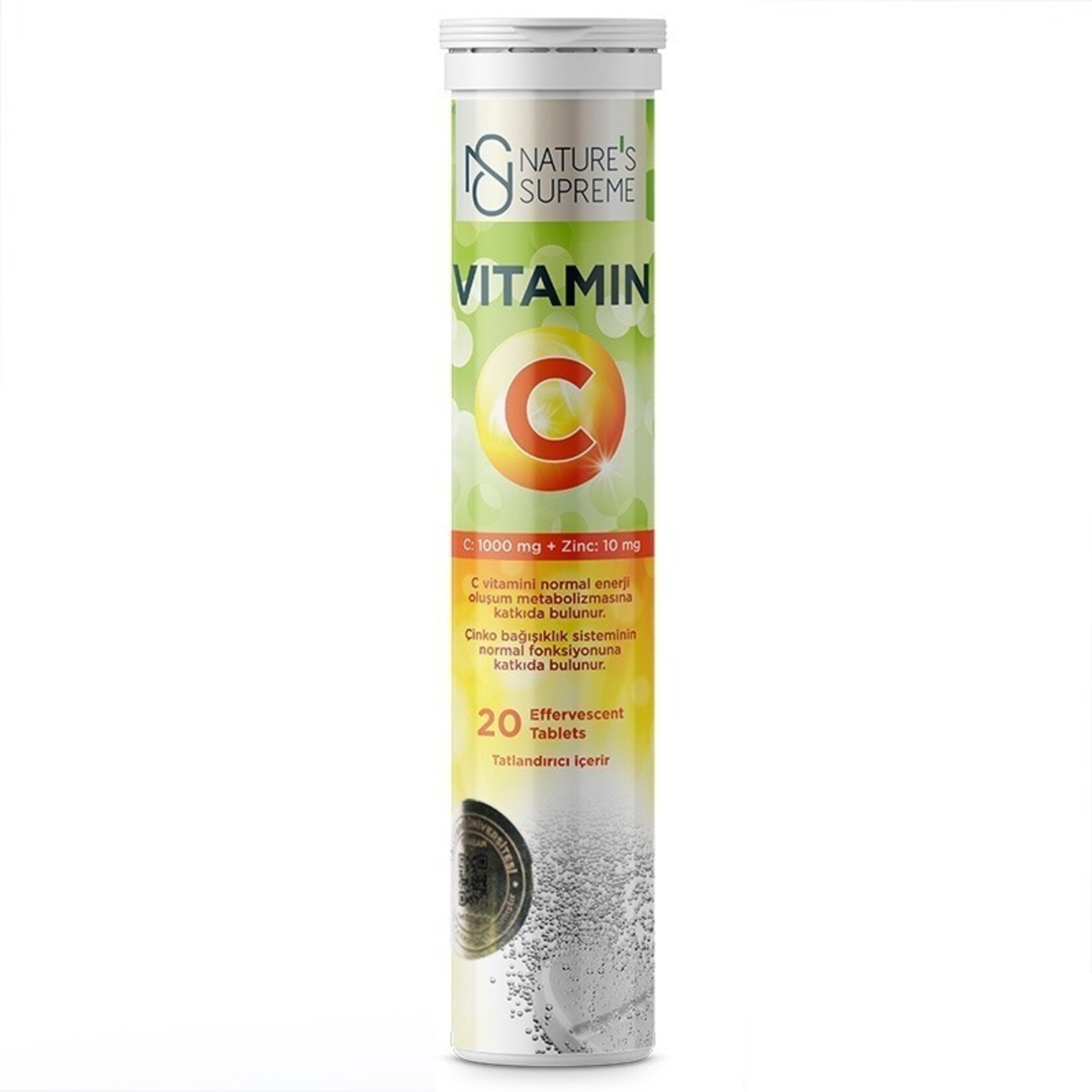 Nature's Supreme Vitamin C + Zinc 20 Efervesan Tablet - Görsel 1