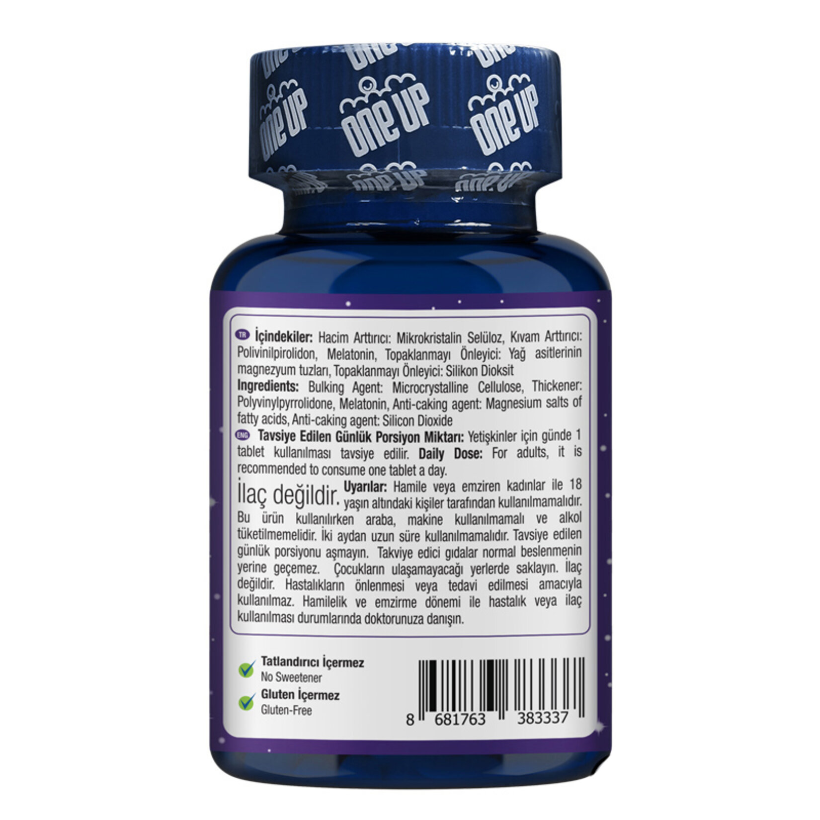 One Up Melatonin 3 Mg 60 Tablet 7.2 G - Görsel 3