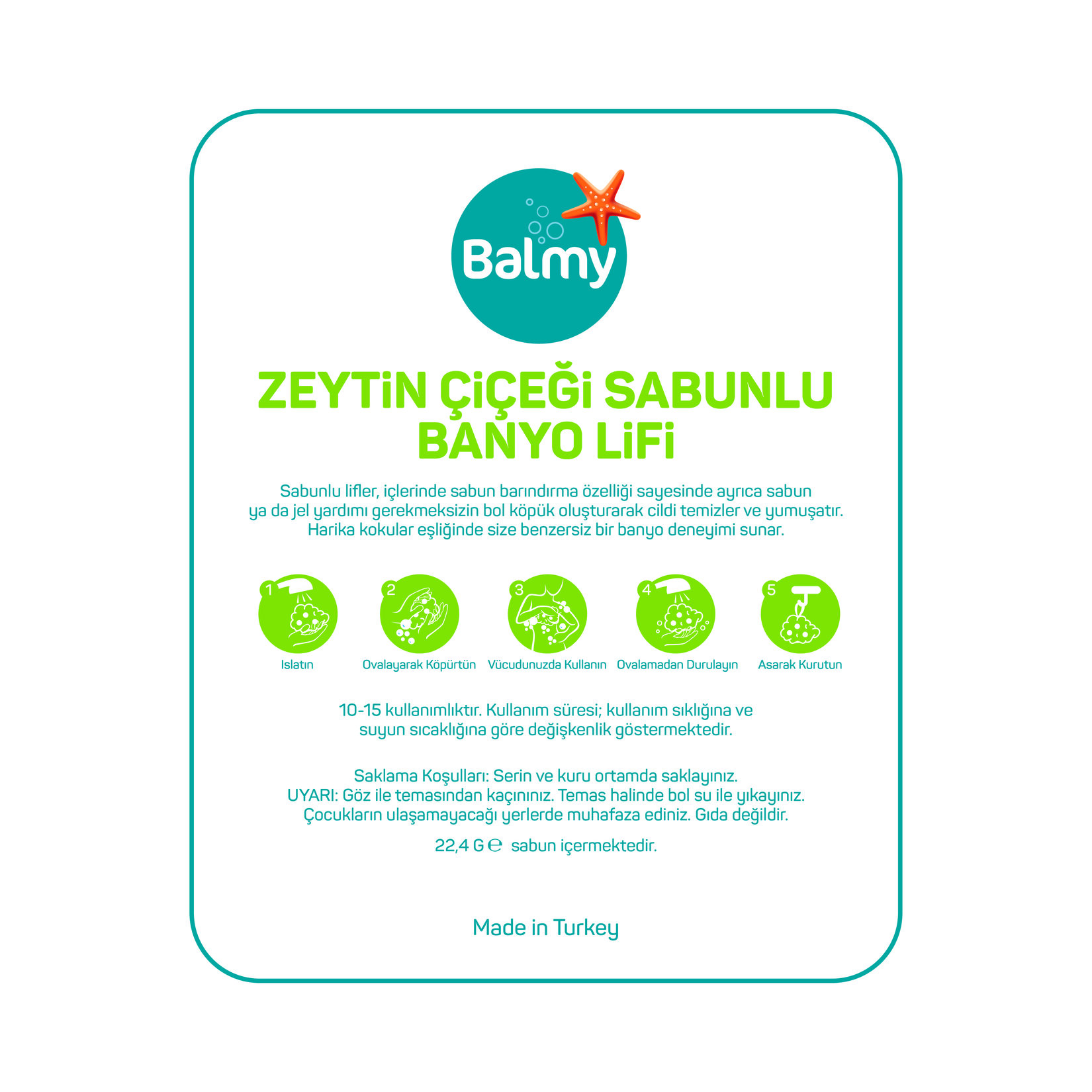 Balmy Zeytin Çiçeği Sabunlu Banyo Lifi - Görsel 3