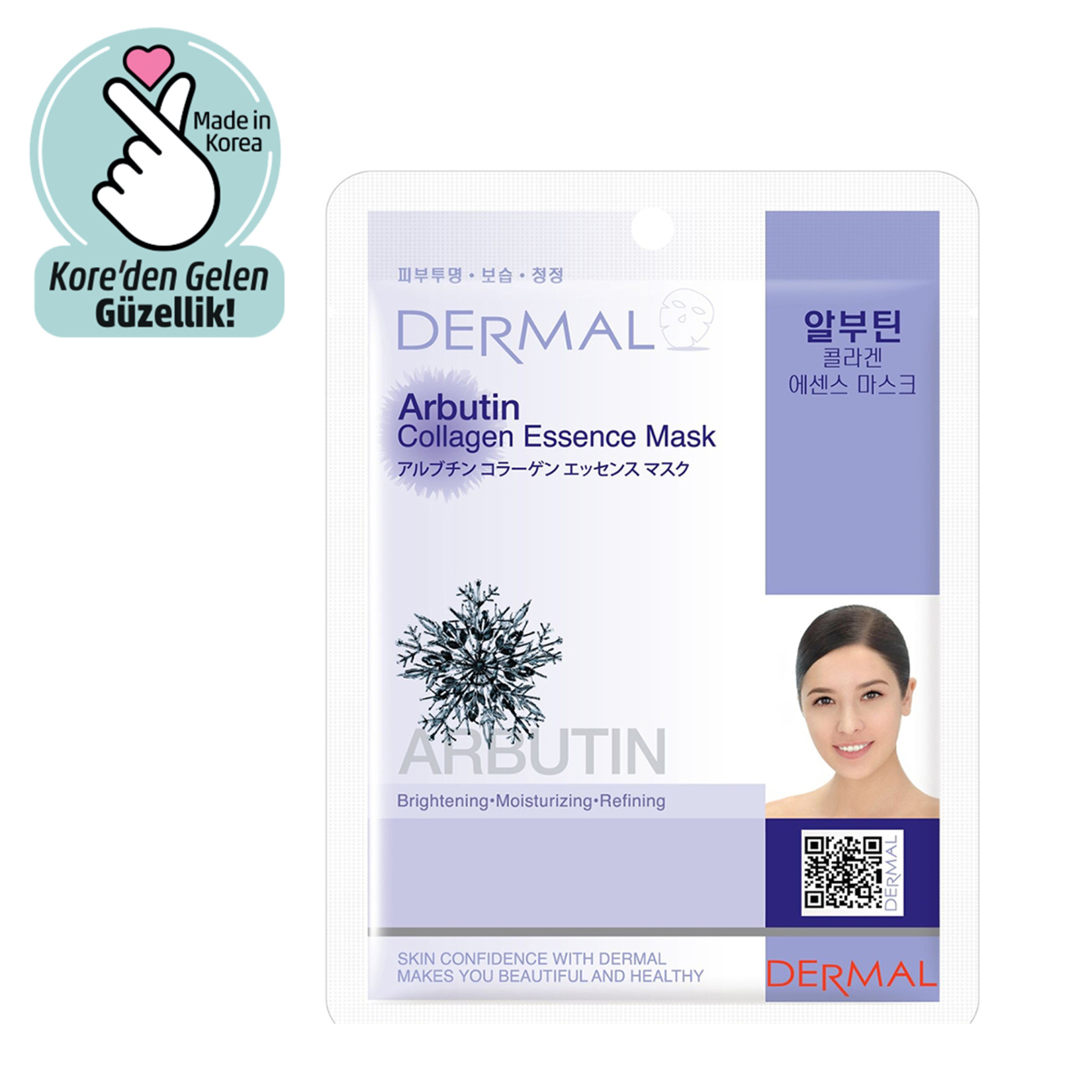 Dermal Beyazlatıcı Nemlendirici Arındırıcı Arbutin Kolajen Maske 23G