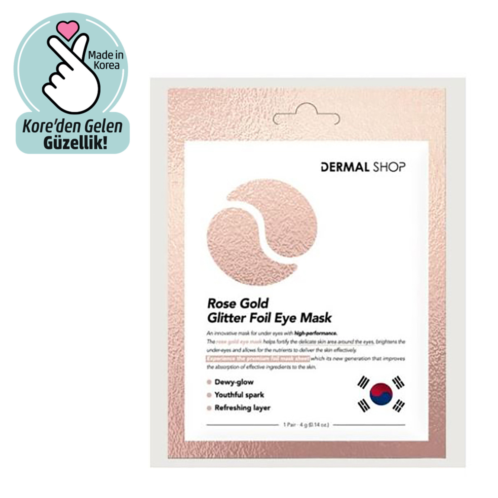 Dermal Rose Gold Glıtter Foıl Göz Maskesi 4 G