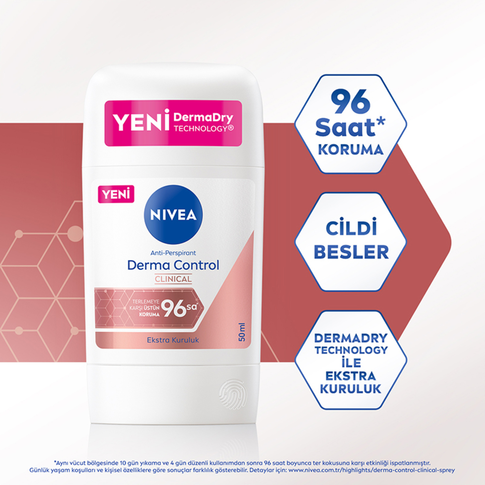 NIVEA Kadın Stick Deodorant Derma Control Clinical 50ml - Görsel 3