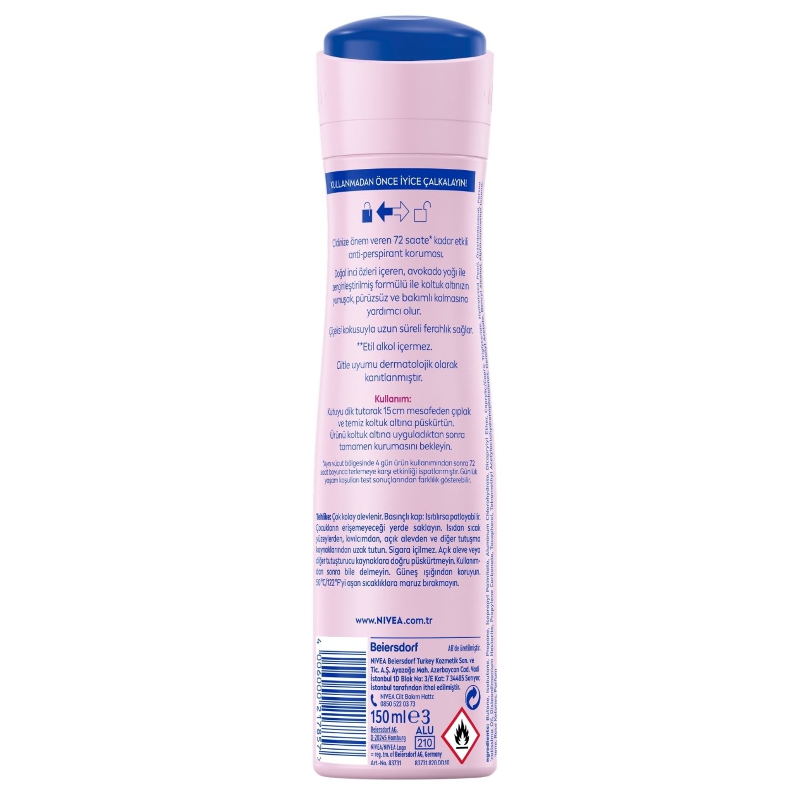 NIVEA Kadın Sprey Deodorant Pearl & Beauty 150 ml - Görsel 7