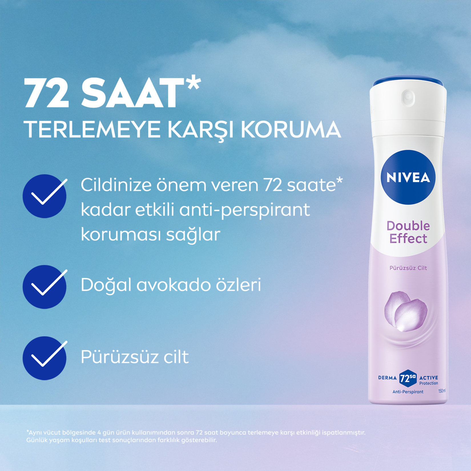 NIVEA Kadın Sprey Deodorant Double Effect 72 Saat Anti-perspirant 50 Ml - Görsel 3