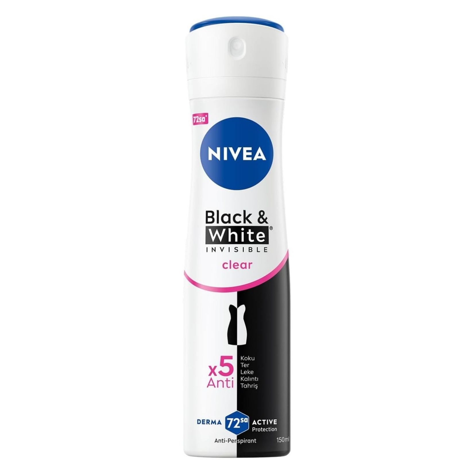 NIVEA Kadın Sprey Deodorant Black&White Invisible Clear 150 Ml - Görsel 1