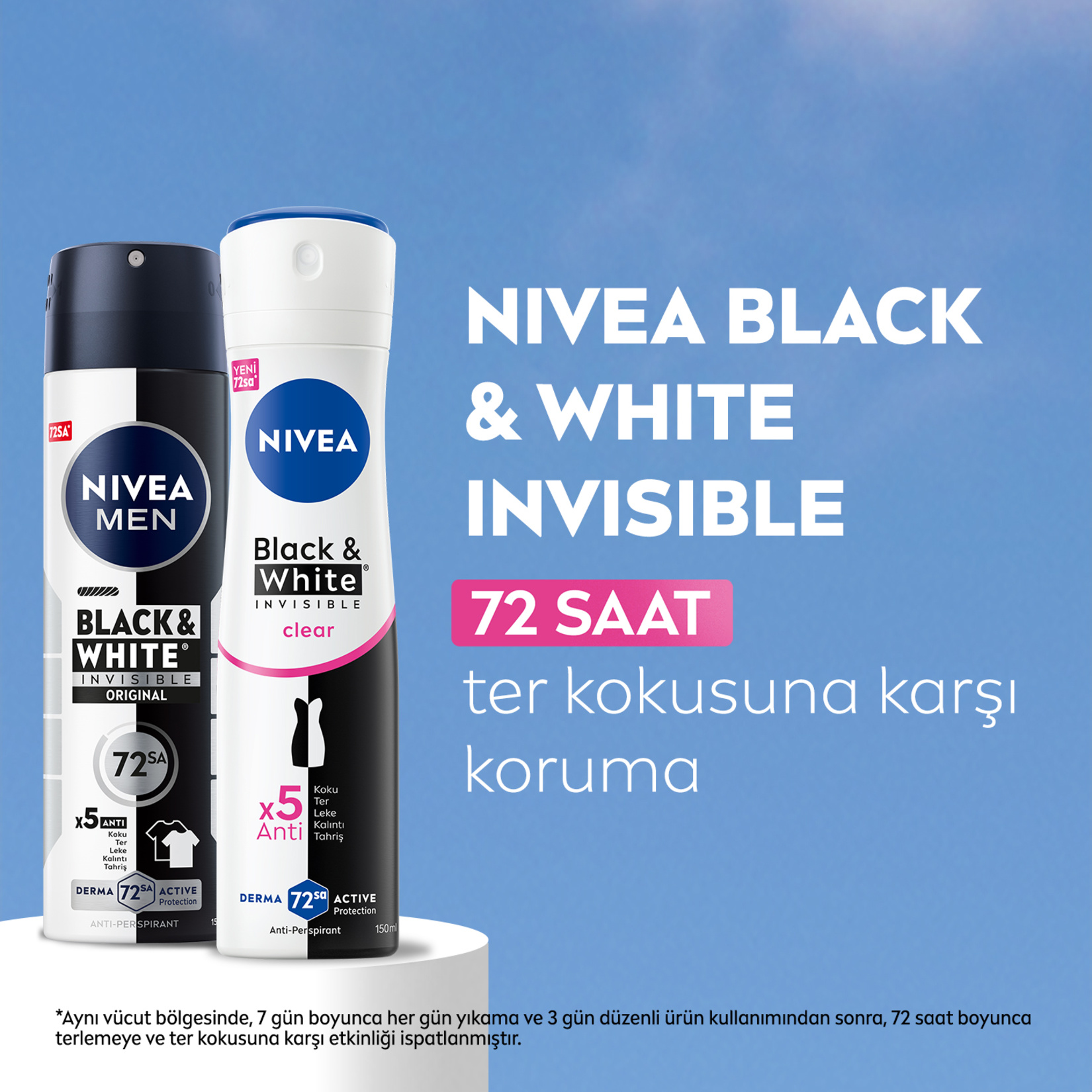 NIVEA Kadın Sprey Deodorant Black&White Invisible Clear 150 Ml - Görsel 7