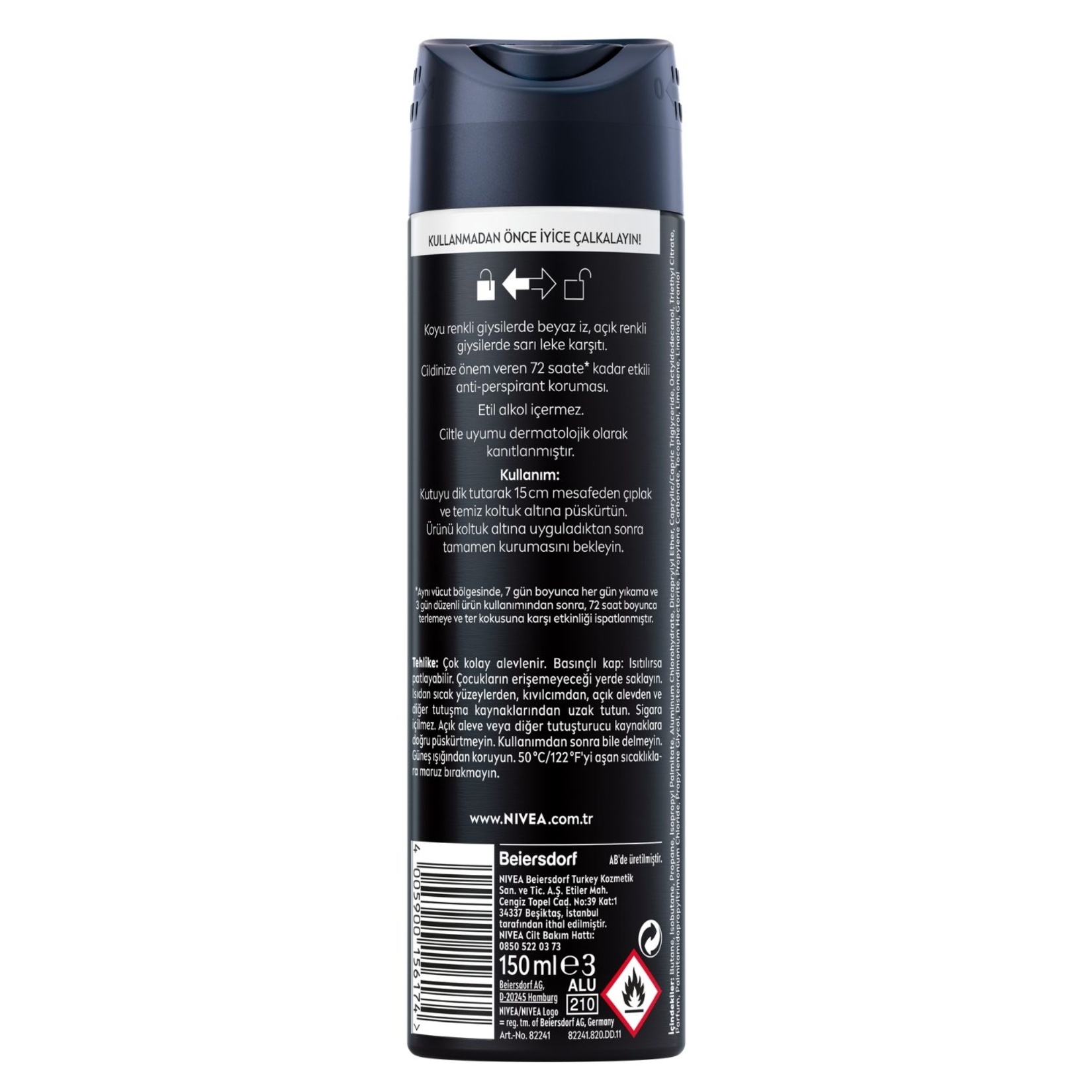 NIVEA MEN Erkek Sprey Deodorant Black&White Invisible Original 150 Ml - Görsel 2