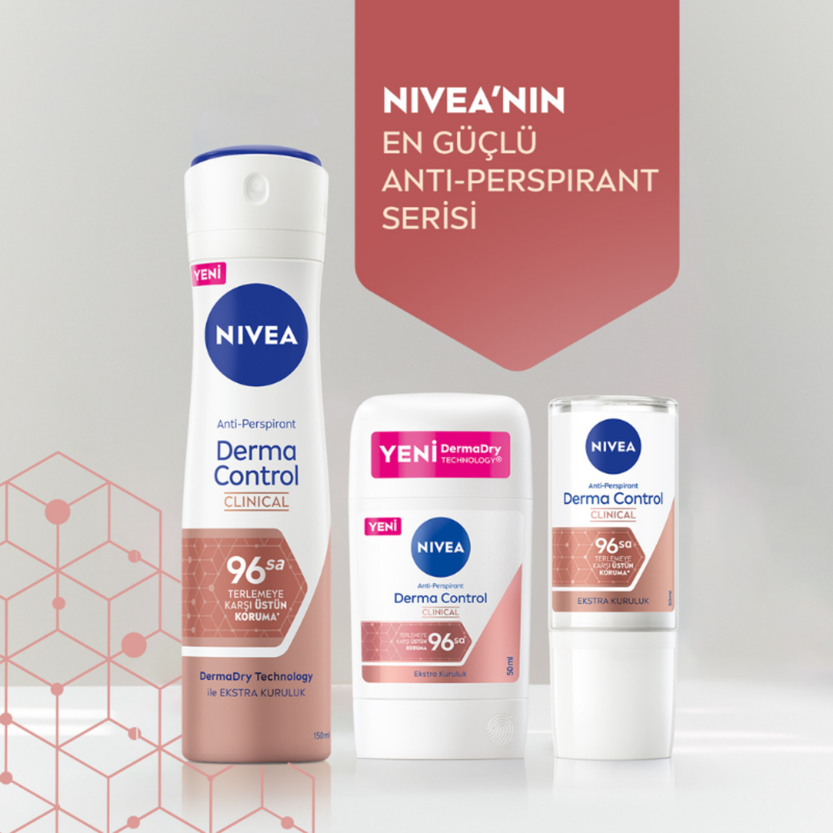 NIVEA Kadın Sprey Deodorant Derma Control Clinical 150 Ml - Görsel 3