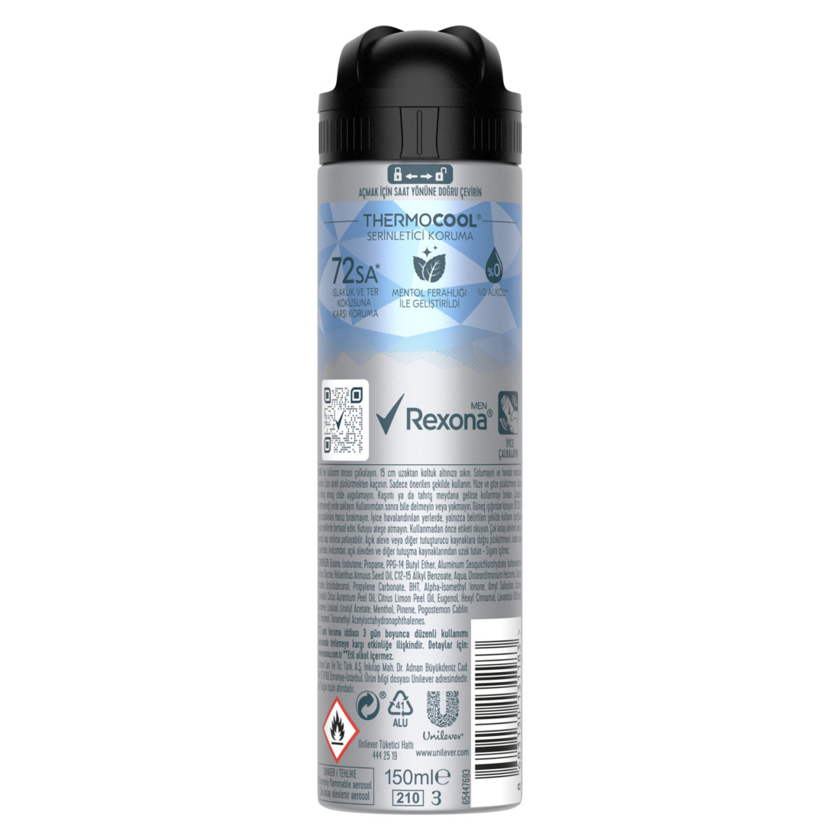 Rexona Thermocool Men Menthol & Blue Levender Erkek Sprey Deodorant 150 Ml - Görsel 2