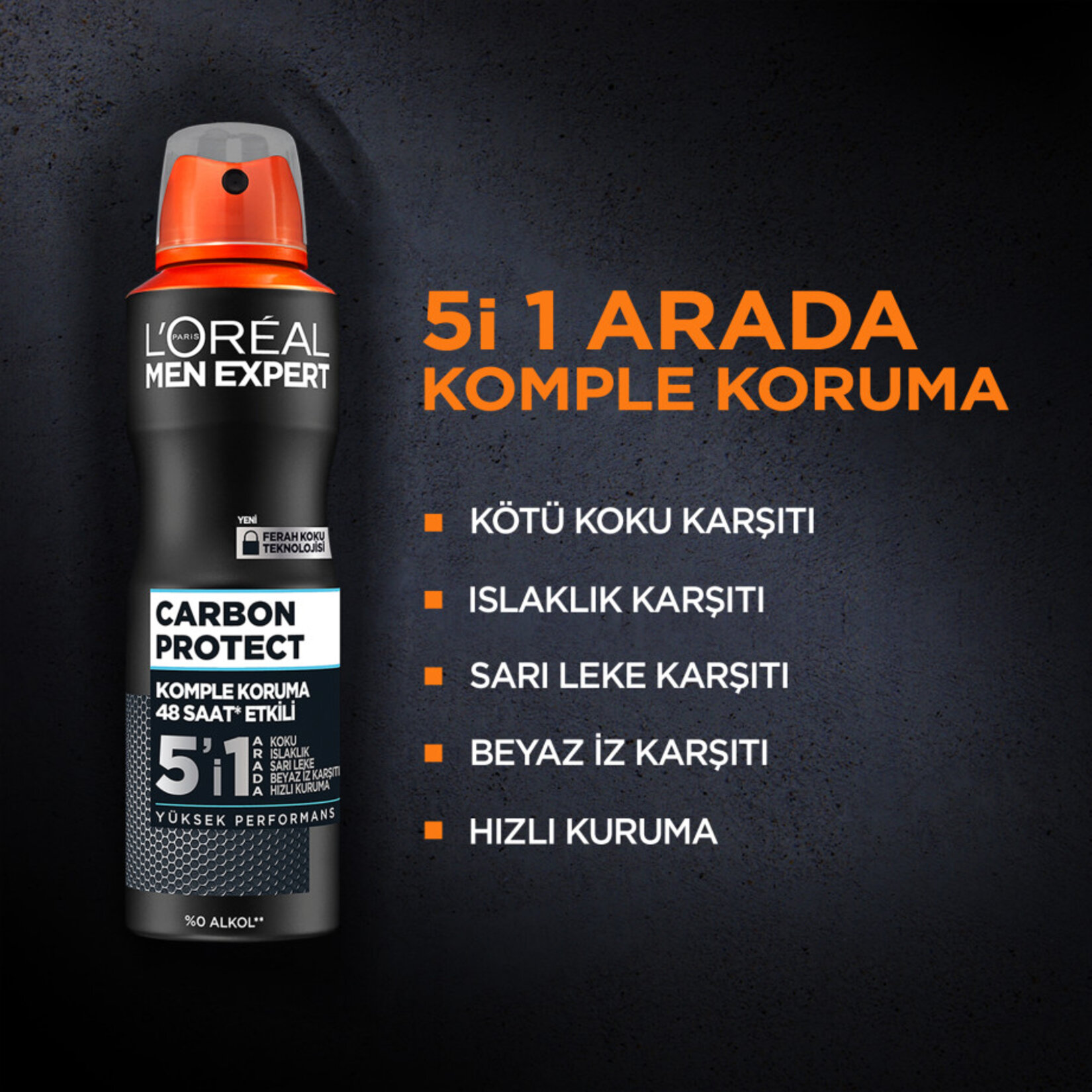 L'Oréal Paris Men Expert Carbon Protect Anti Perspirant Deodorant 150 Ml - Görsel 5